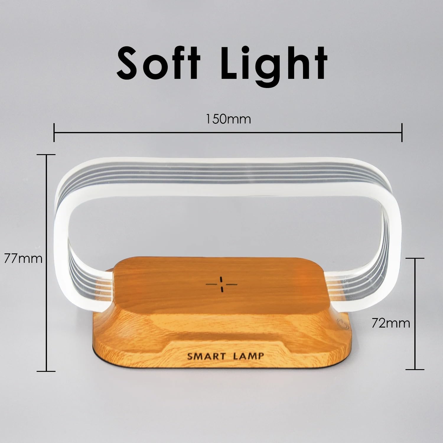 Imagineeringdepot Wireless Charging Led Bedside Lamp - Modern Acrylic Night Light With 10W Wireless Phone Charger - Stepless Diming -Touch Table Lamps For Nightstand, Bedroom, Wood Decor