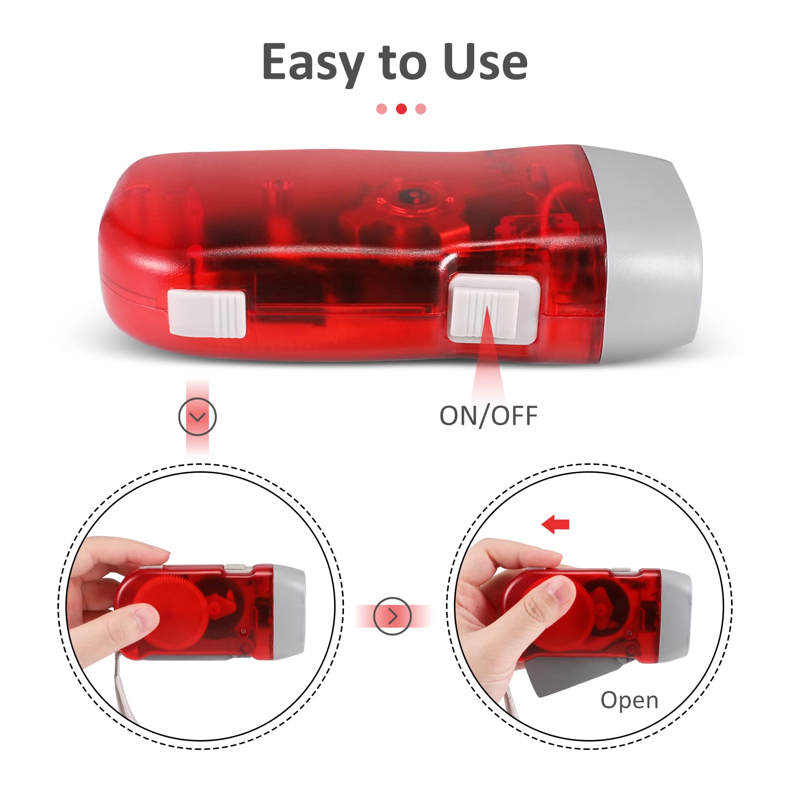Bfvv Hand Crank Emergency Flashlight, Squeeze Wind-Up Flashlight For Kids And Adults Camping, Outdoor Sports, Hiking, No Battery Require (4 Pack)