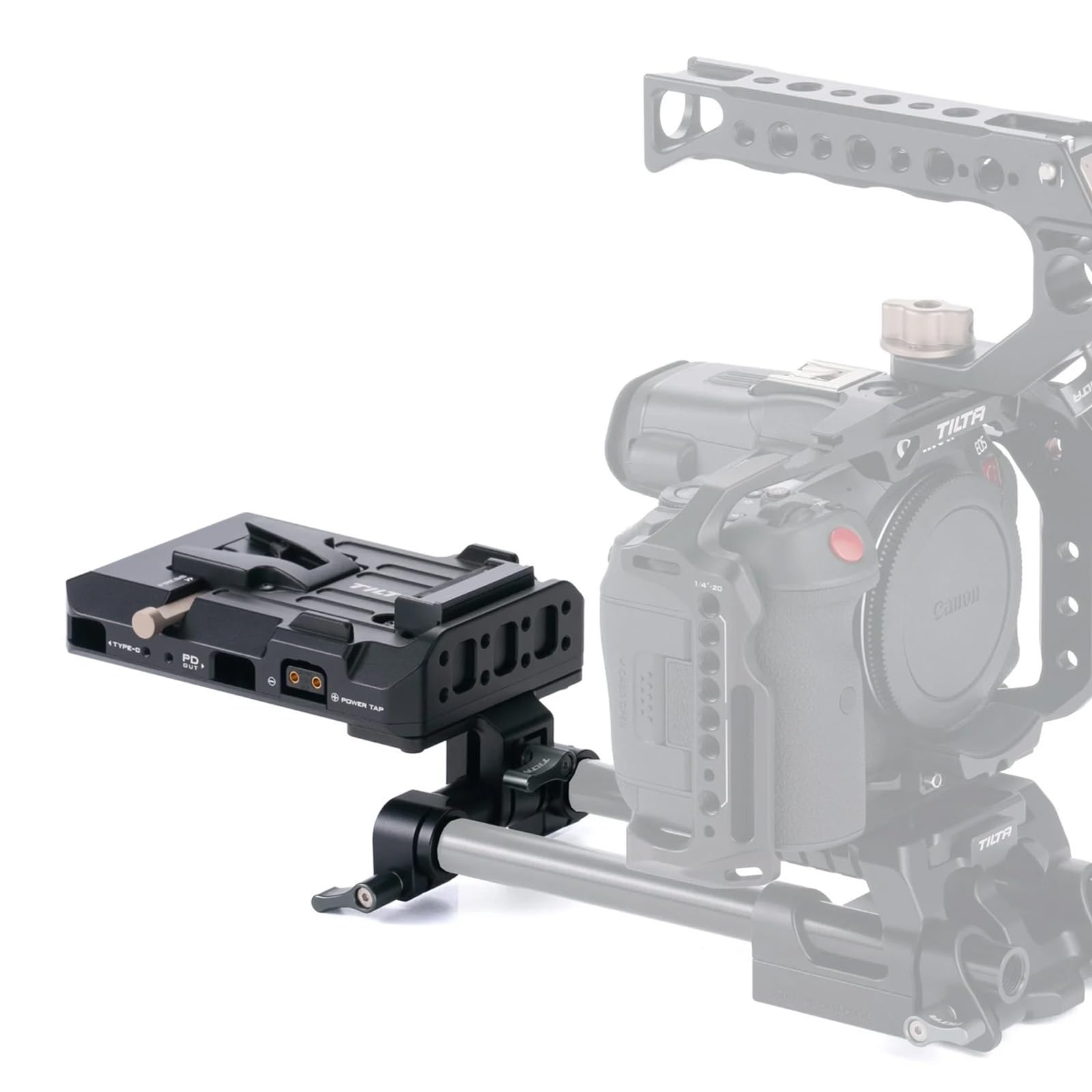 Tilta Pd V Mount Battery Plate - Black  14.8V P-Tap Ports  5V Usb-C Port  60W Usb-C Pd Port  15Mm Lws Rod Mounting  Black  Ta-Btp3-V-B