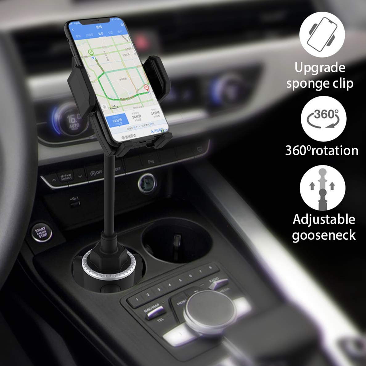 Dhystar Golf Cart Cup Phone Mount Holder,Universal Cup Holder Cell Phone Mount For Golf Cart Accessories,Car,Truck,Adjustable Fits Most Smartphones,360 Rotation