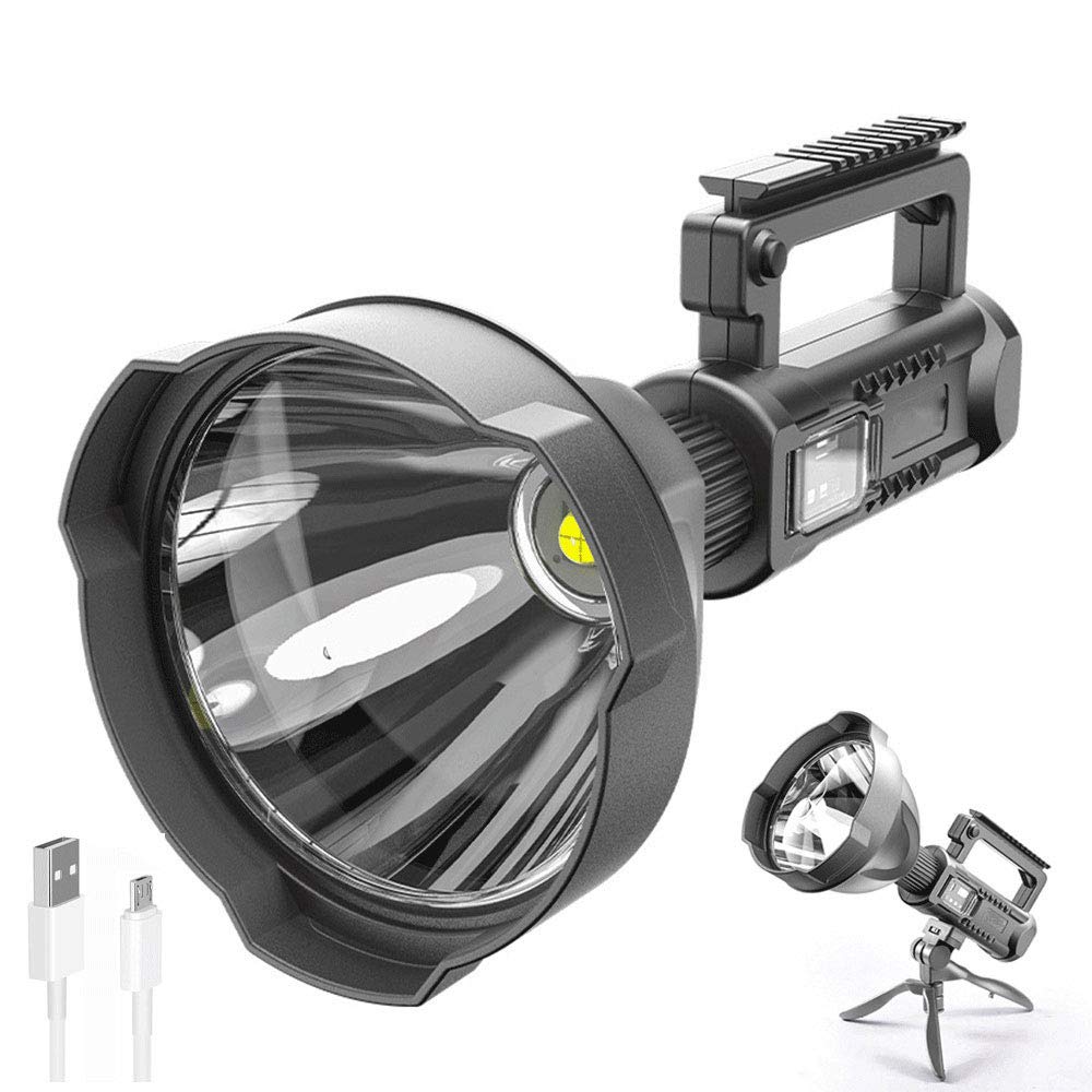 Hunting Friends Super Bright Rechargeable Spotlight, Handheld Utility Flashlight 4 Modes High Power Portable Waterproof Led Searchlight Usb Output P50 Camping Torch For Outdoor (P50-Medium Size)