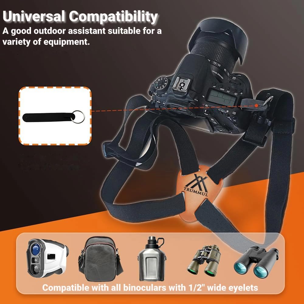 Trummul Binocular Harness Strap Best Chest Harness Strap For Hunters Photographers And Golfers (Black)