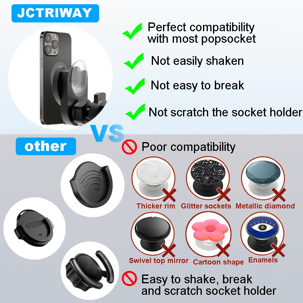 Jctriway Car Phone Mount For Collapsible Grip/Socket Mount User,Windshield/Dashboard/Vent Phone Holder With Strong Suction Cup,13-Inches Long Arm Gooseneck Cell Phone Cradle For Swappable Grip Stand