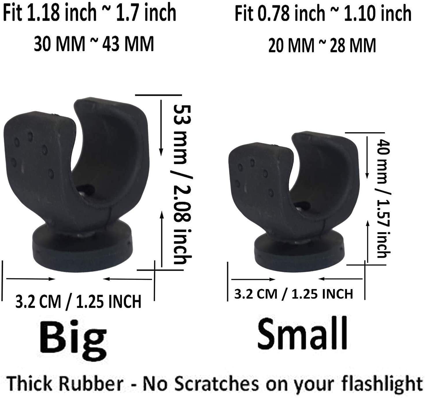 Pmsanzay Magnetic Base Mount, Flashlight Mounting Brackets, Strong Magnets And Flexible Clamp, Round Base Magnet Fastener With Rubber, For Flashlight Holder - 4 Pack（Two Big And Two Small）