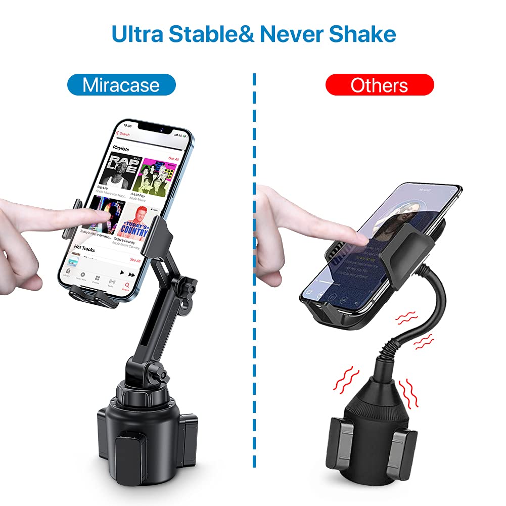 Miracase [ Version Cup Phone Holder For Car, Universal Adjustable Long Neck Car Phone Mount Cradle Friendly Compatible With Iphone Samsung Google And All 4.0-7.0 Inches Smartphones