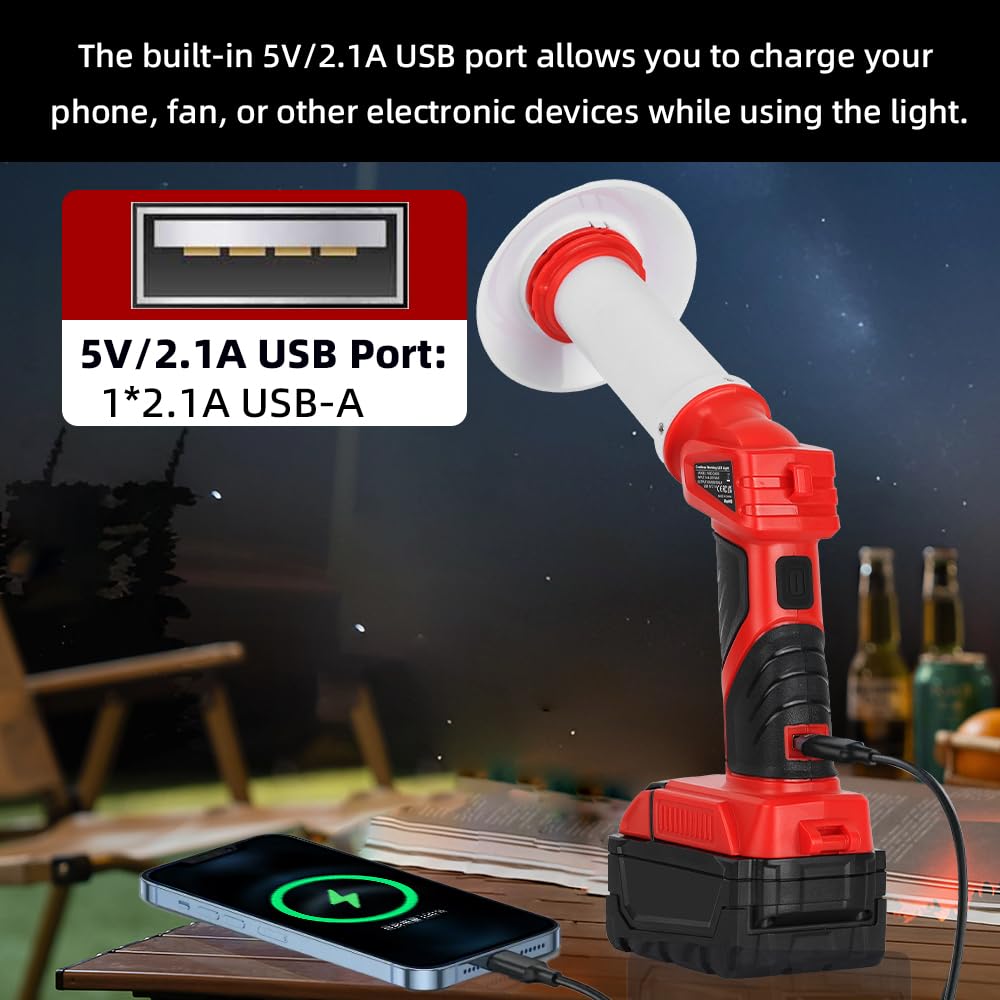Haopkzapyr 8W 800Lm Lantern For Milwaukee 18V M18 Li-Ion Outdoor Portable Camping Lantern With Hook, Usb Output, Emergency Light, Perfect For Camping, Hiking, And Outdoor Activities(Battery Not Included)