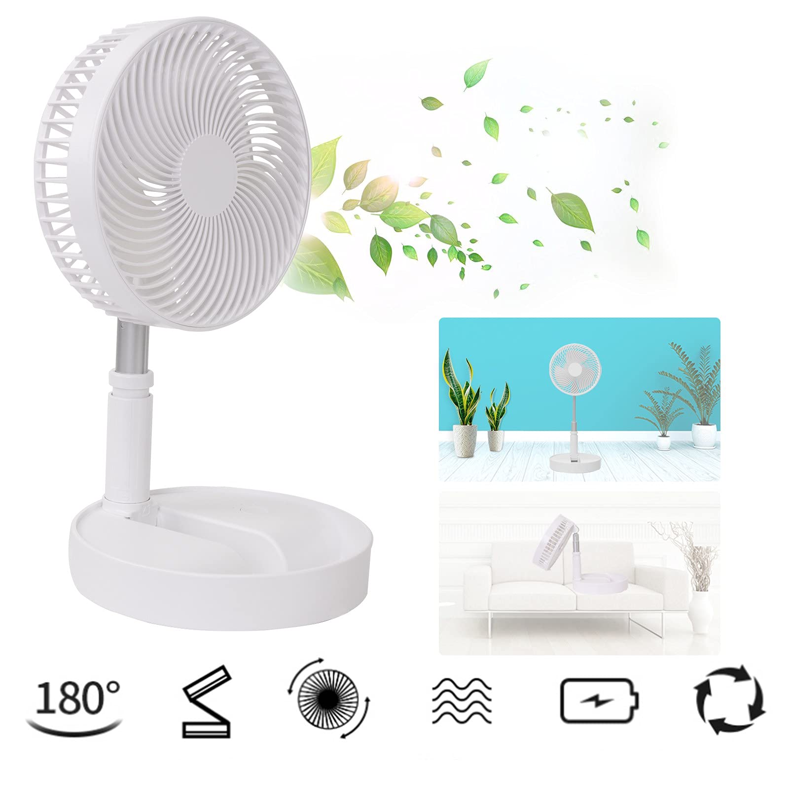 Portable Desk Fan,Foldable Fan Pedestal Stand Floor Fan With Remote Controller Adjustable Height