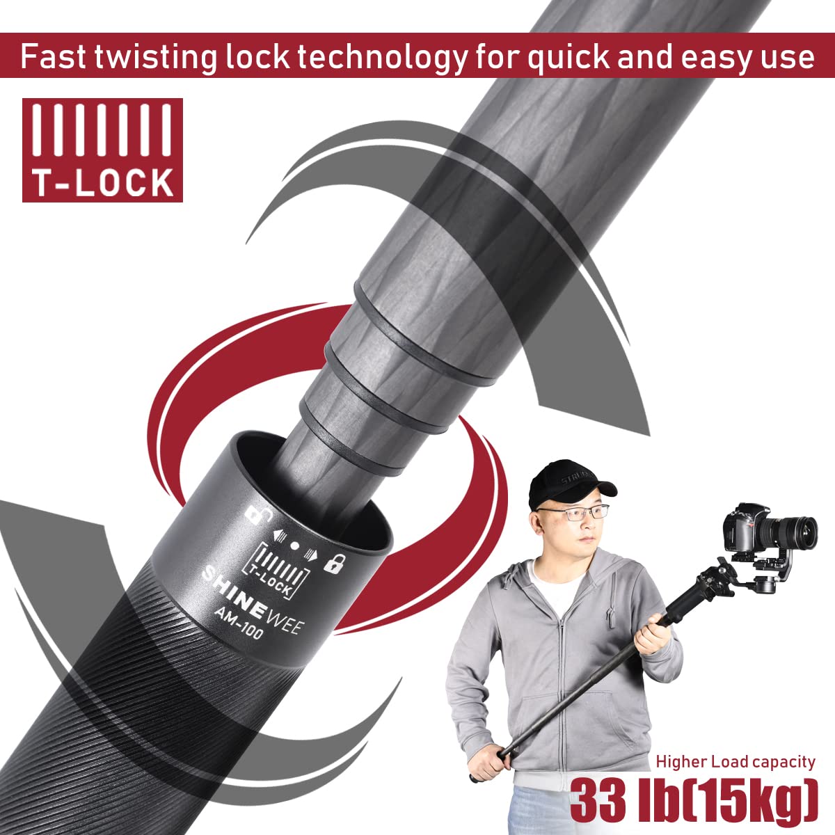 Shiee Camera Extension Pole + Move Quick Release System,360 Degree Qiick Release Pole For Camera,Gimbal