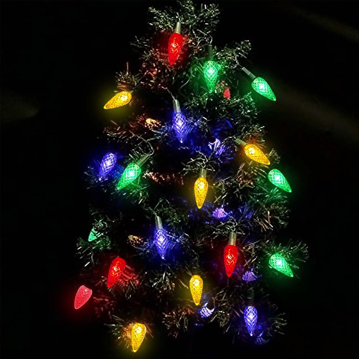 Iloverd C6 Solar Outdoor Multicolored 50Led 8 Modes Strawberry Christmas String Lights Waterproof For Xmas Tree Wreath Garland Garden Patio