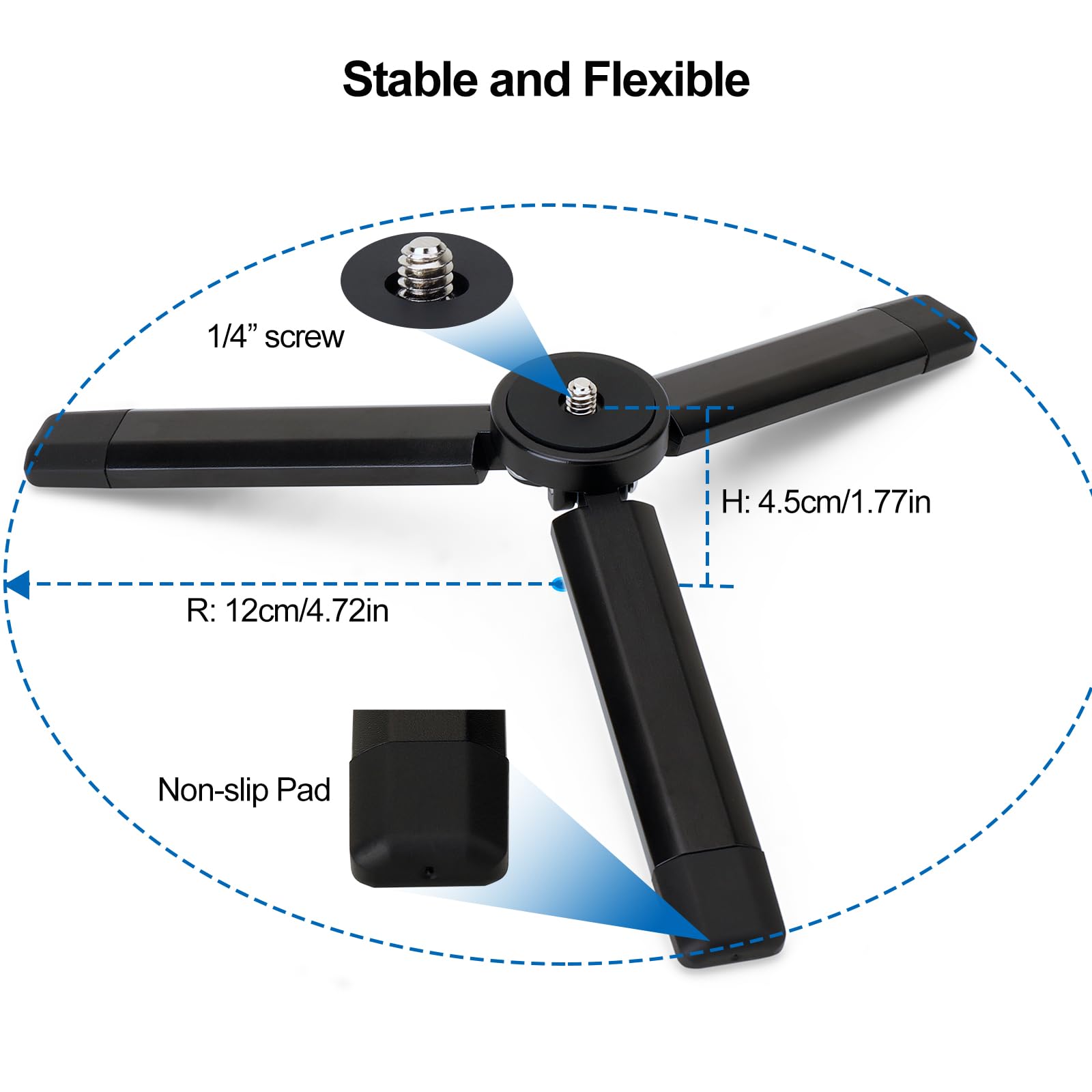 Cofunkool Mini Tripod With Ball Head Mount, Tabletop Tripod Compact Versatile Handle Grip For Gimbal Stabilizers, Cameras, Phones, Webcams, Projectors