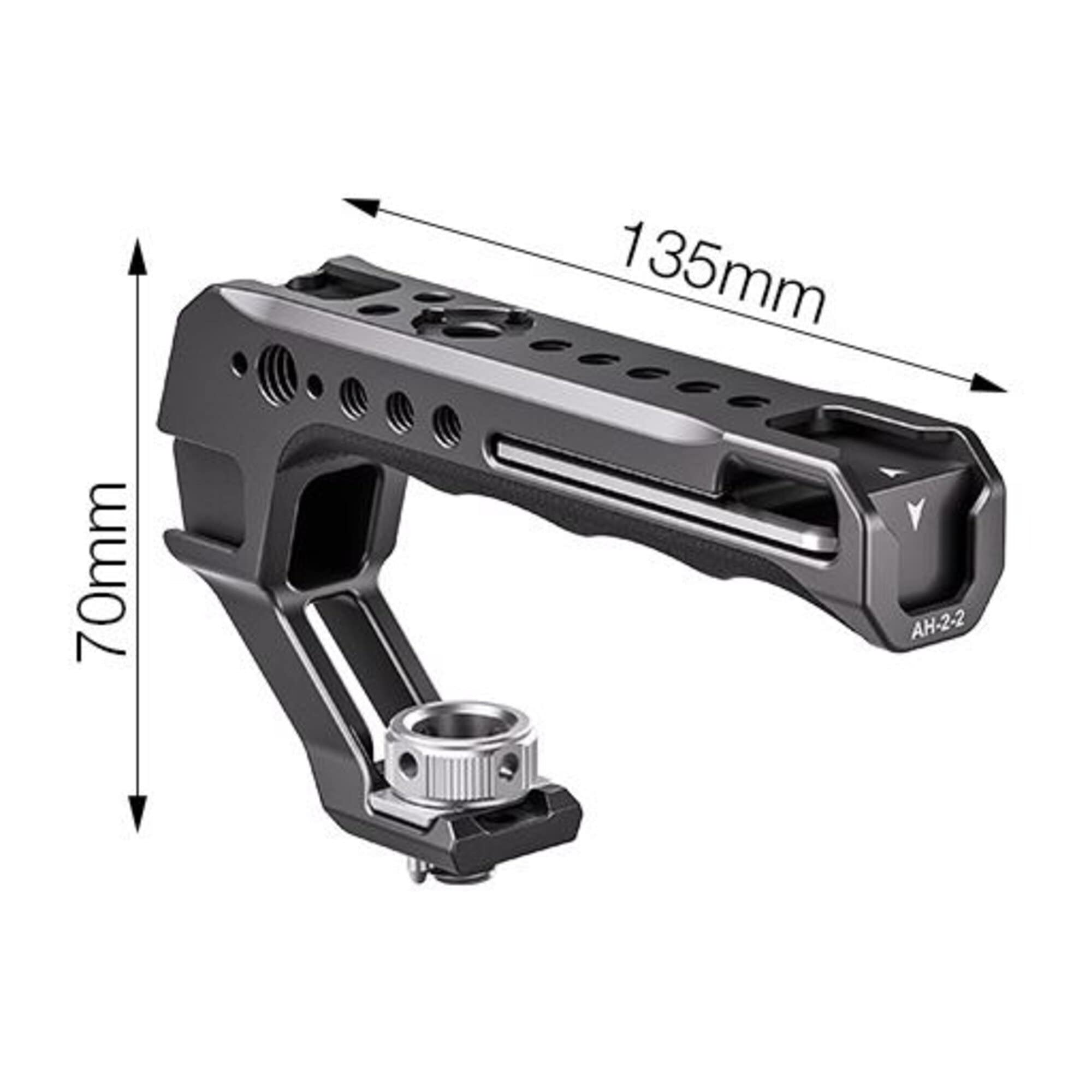 Leofoto Ah-2 Camera Top Handle, Arri Side Locating Sockets, Cold Shoe Mount, Multiple 1/4"-20 Accessory Sockets, Three Option Available (Ah-2-2-Arri)