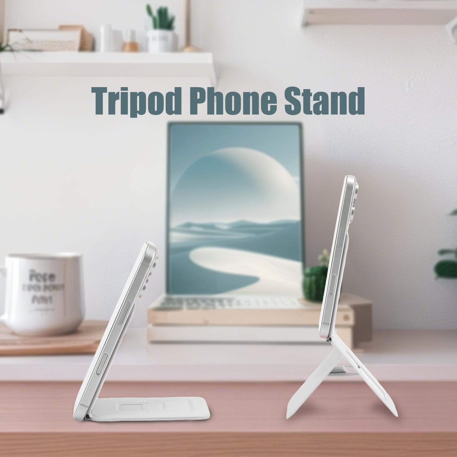 Yonksin Phone Stand, Magneitc Phone Tripod Stand For Iphone 16/15/14/13/12, Portable Foldable Design, Angle Adjustment, Grey