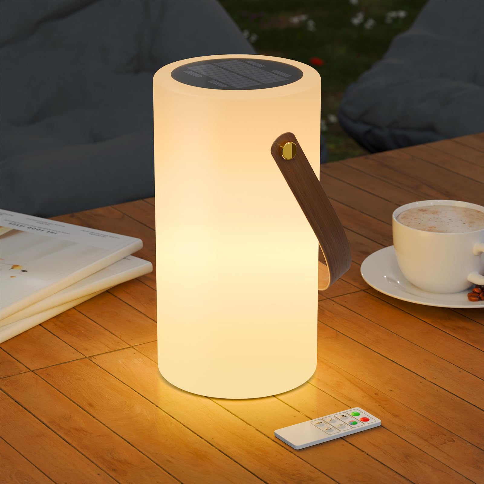 Nicebuy Solar Table Lamp Outdoor Water-Resistant Led Portable Solar Lantern Warm Rgb Rechargeable Cordless Lights For Patio Deck Camping