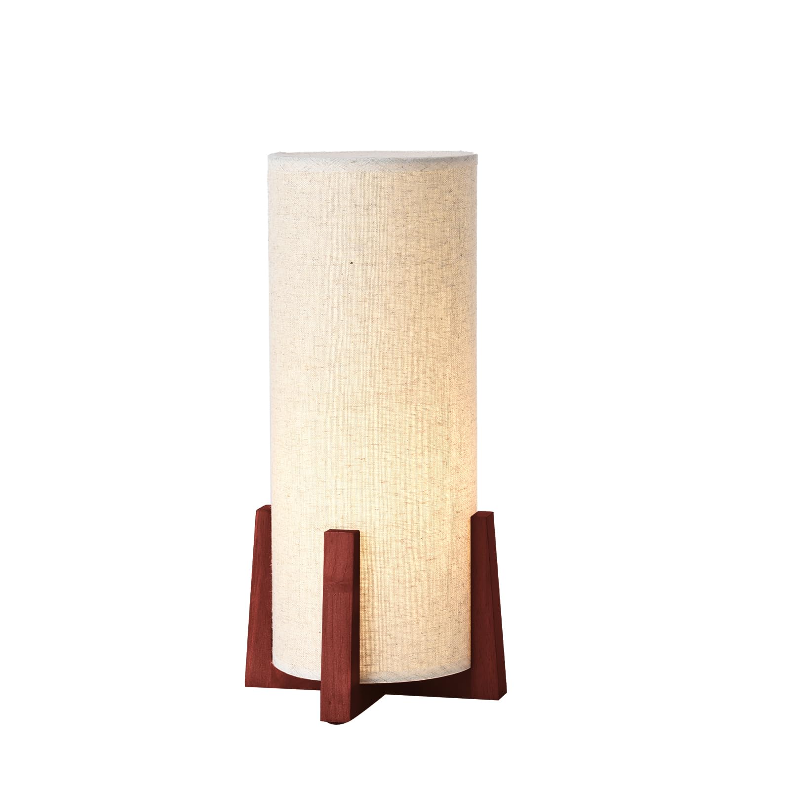 Kunjoulam Modern Small Table Lamps, Nightstand Lamp With Linen Fabric Shade, 13.9" Cylinder Bedside Table Lamp For Bedroom, Cafe, Living Room Home Decor