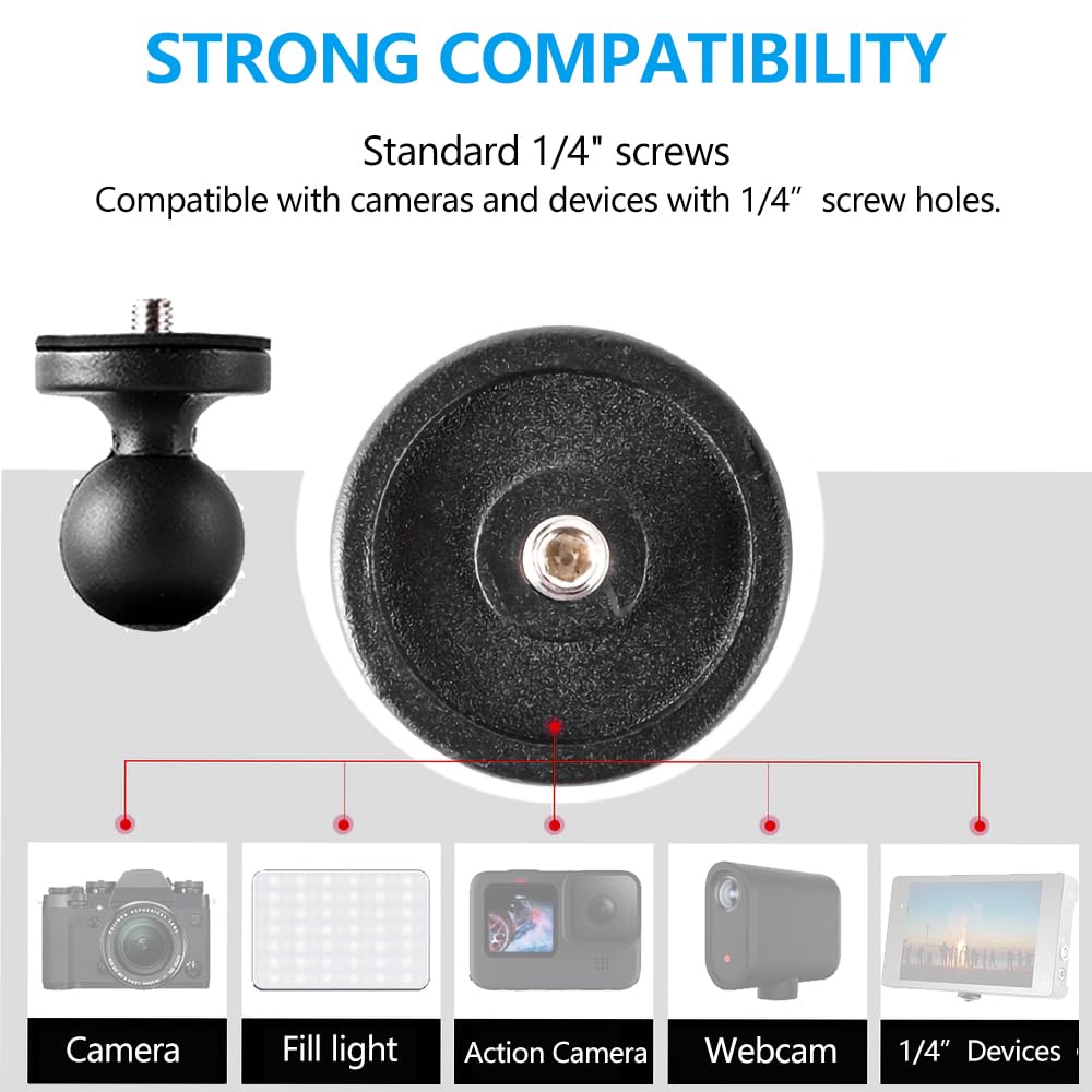 Zeyutom 360° Motorcycle Bicycle Camera Holder Handlebar Mount 1/4" Stand For Gopro Hero 13 12 11 10 9 8 7 6 5 4 3, Bike Adjustable Metal Bracket For Dji Osmo Action 5 Pro/4/3/2 Action Cameras Accessories