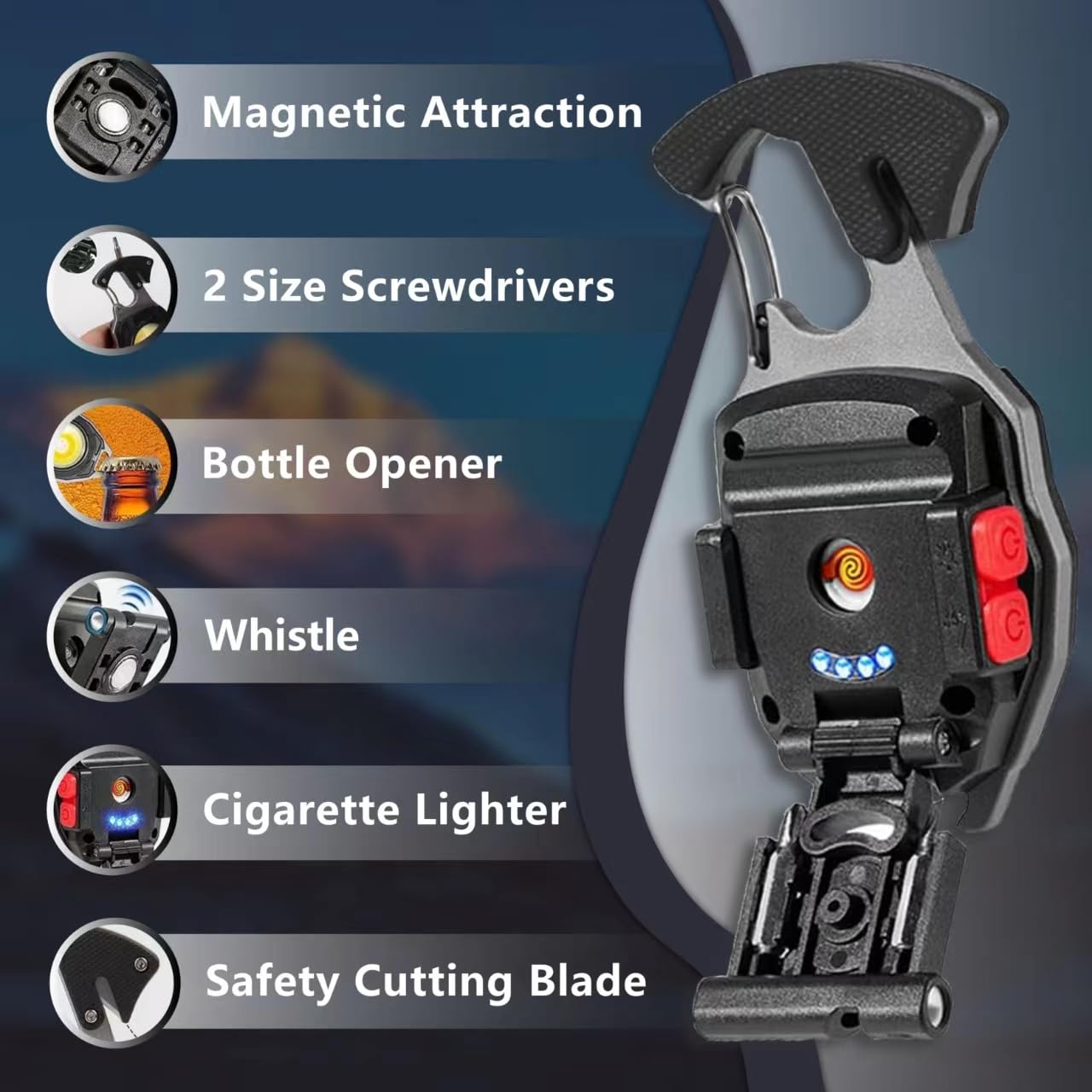 Ilzar Cob Keychain Work Light, Keychain Flashlight 7 Light Modes, Rechargeable Cob Light Keychain, Multifunctional Carabiner Flashlight Tool, Pocket Flashlights For Emergencies