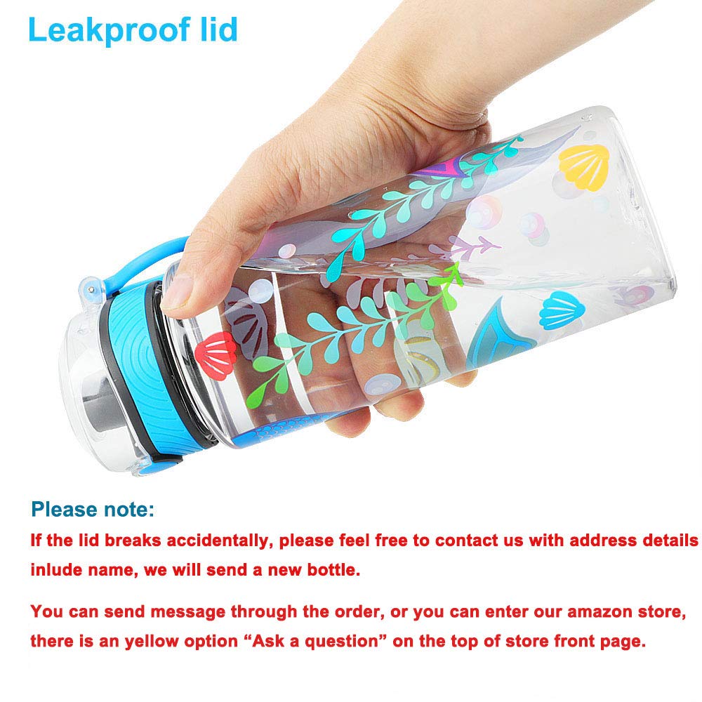 Cute Water Bottle For School Kids Girls, Tritan & Leak Proof & Easy Clean & Carry Handle