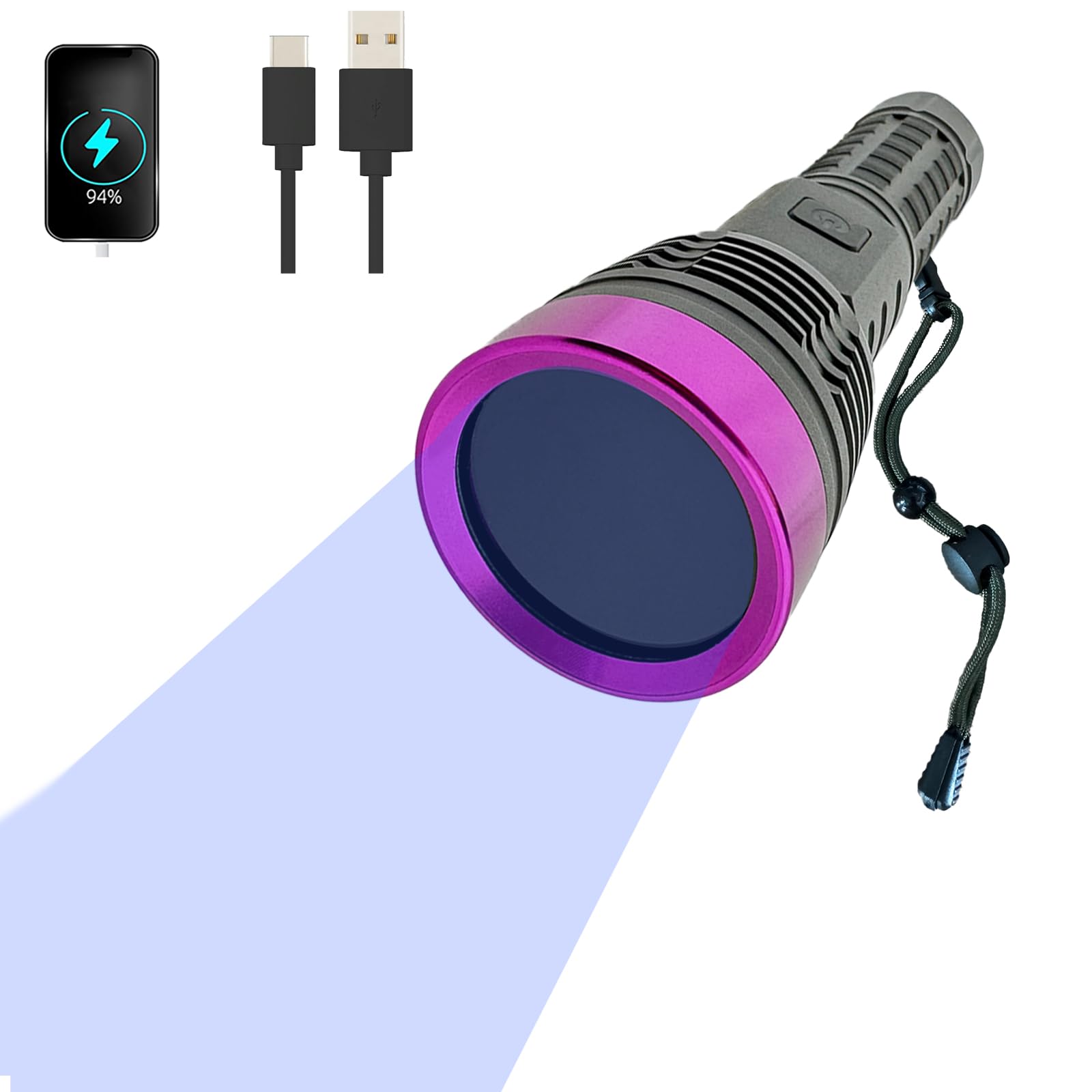 Wboxlizy Black Light Uv Flashlight, 365 Nm Blacklight Flashlights Rechargeable High Definition Ultraviolet Pet Urine Detector For Cat Urine, Stains, Bed Bug