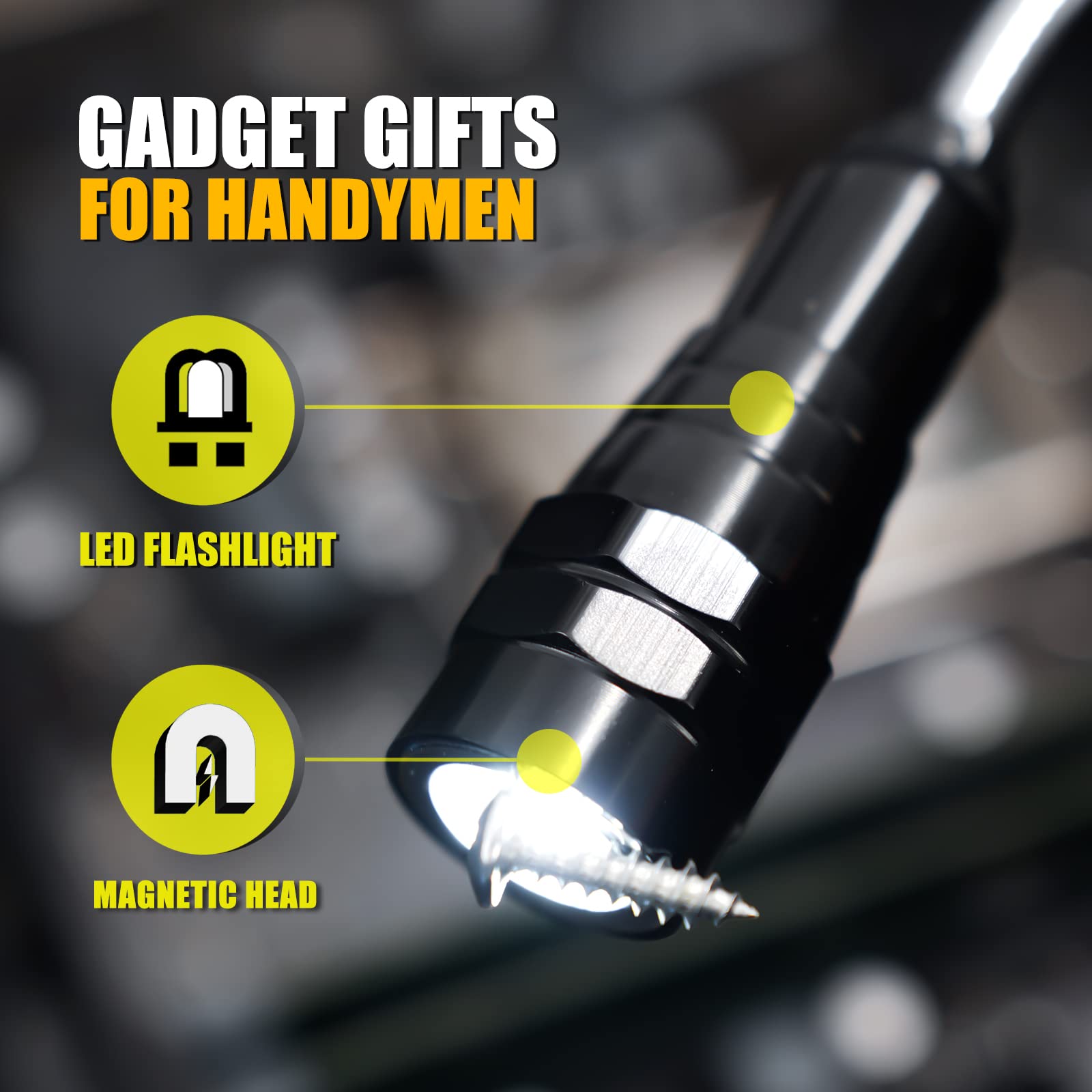 Dream Master Magnetic Pickup Tool With 3 Led Lights, Telescoping Magnet Flashlight,  Idea &  For Men, Him,Mechanic,Tech, Handyman, Boyfriend, Fathers Day Dad  For Dad, Husband, Father, Black