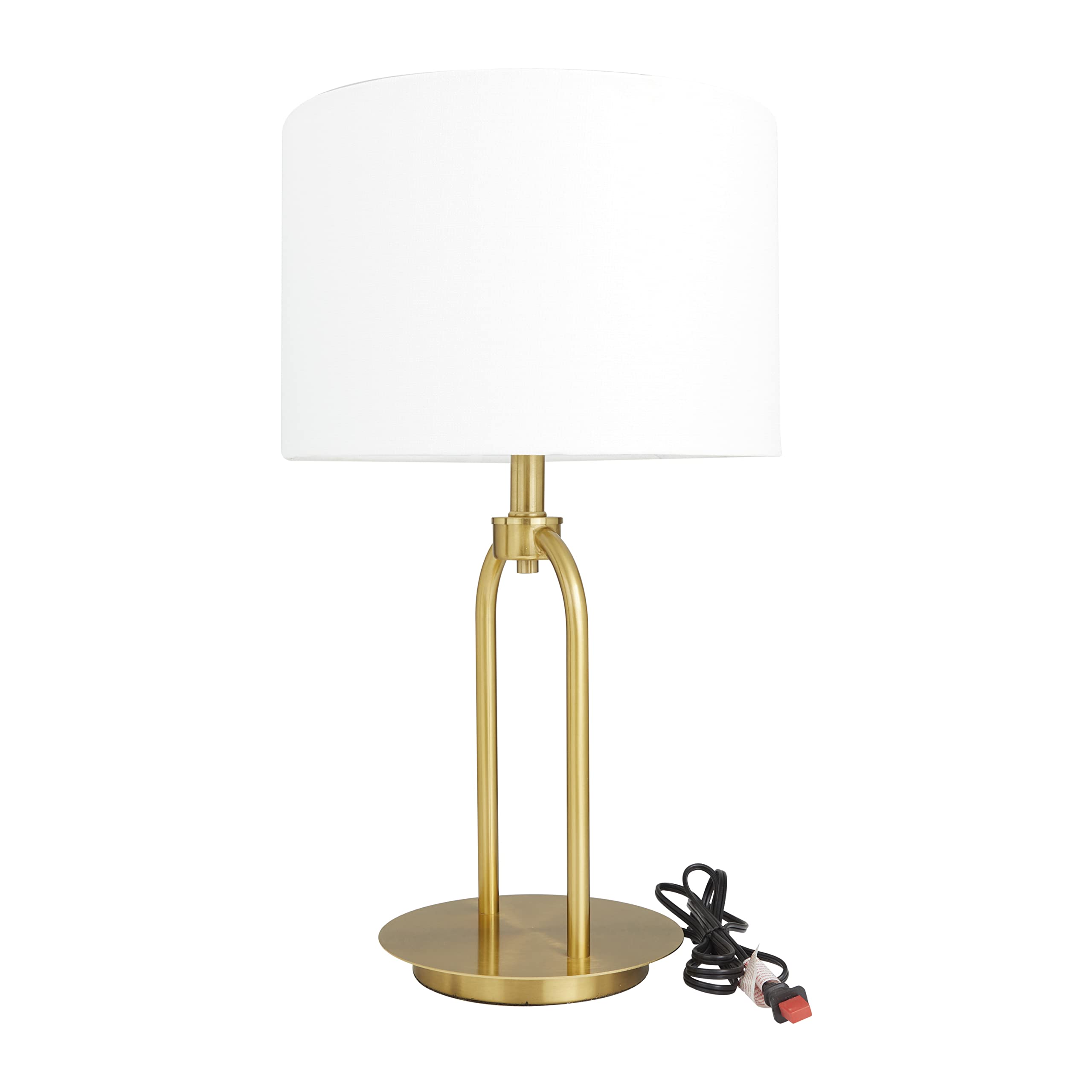 Cosmoliving By Cosmopolitan Deco 79 Metal Room Table Lamp Arched Accent Lamp With Drum Shade, Lamp 7" X 7" X 19", Gold