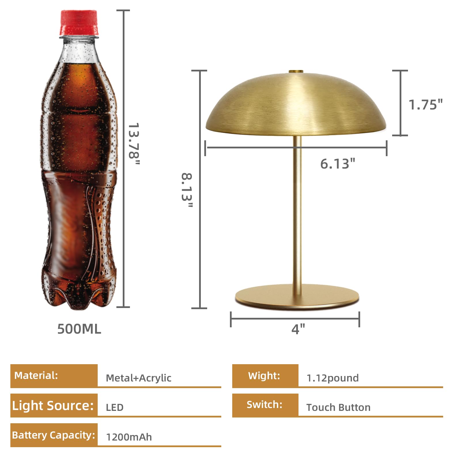 Hikalycoco Led Cordless Mushroom Lamp, Modern Portable Table Lamp, 3-Level Brightness, Rechargeable Battery Up To 30 Hours Usage, Bedroom Bedside Lamps For Bars/Outdoor Party/Camping/Coffee Shop Night Light