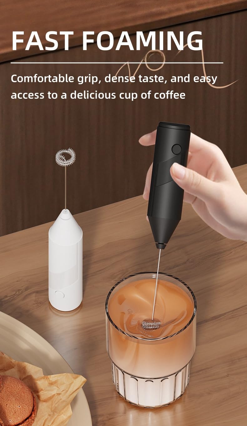 Taolivingmart Milk Frother Handheld For Coffee Electric Hand Blender, Mini Drink Mixer Whisk & Coffee Foamer Wand With Stand For Lattes, Cappuccino, Matcha And Hot Chocolate Kitchen s (Black)