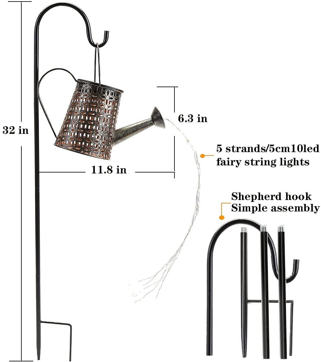 Yeuago Morestar Solar Watering Can & Garden Decor, Outdoor Solar Lights - Waterproof, Hanging Lantern Decor For Table, Patio, Porch, Yard & Lawn For Mom & Grandma