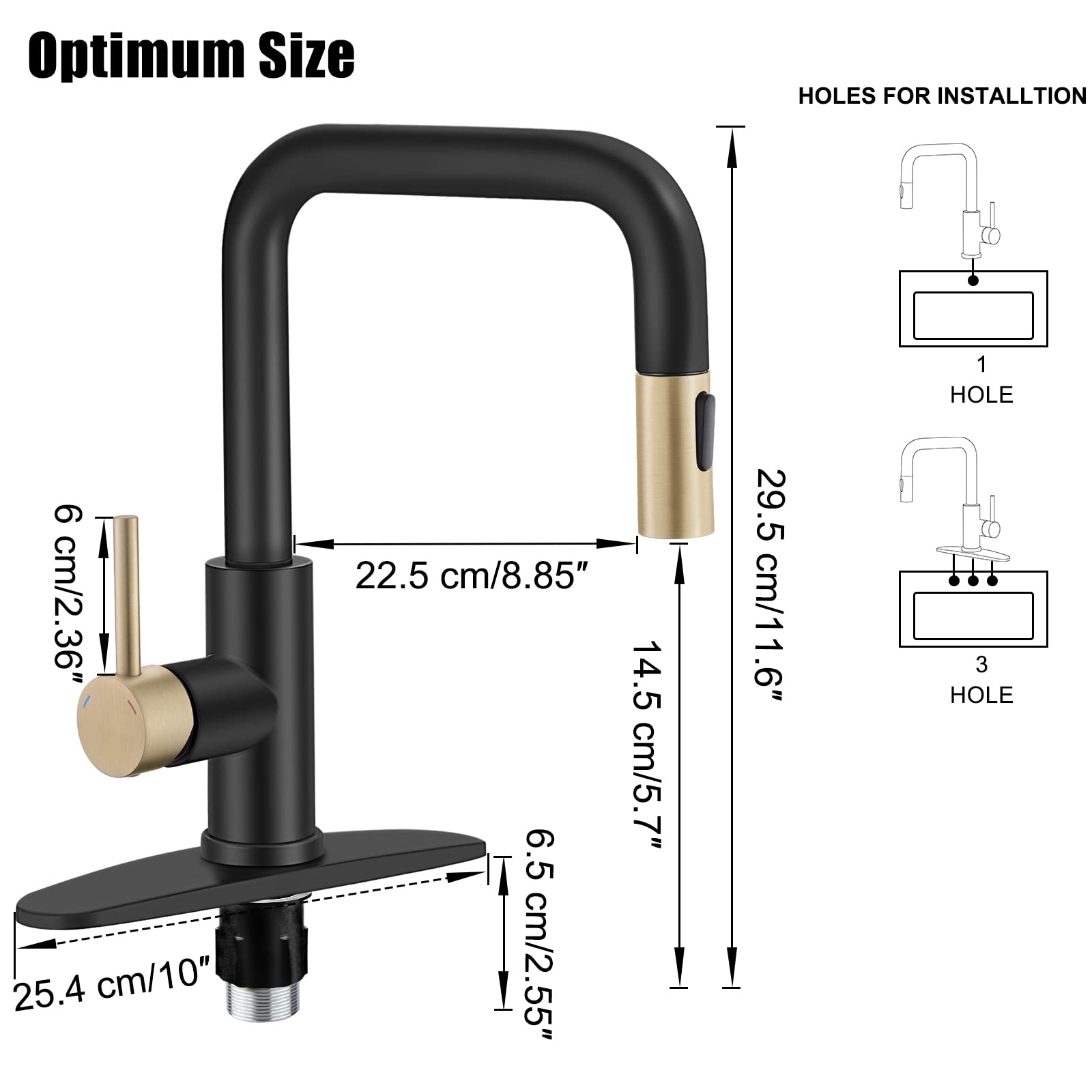 Tqkag Kitchen Faucet Single Handle Stainless Steel Kitchen Sink Faucet With Pull Out Sprayer Brushed Gold Sprayer And Handle