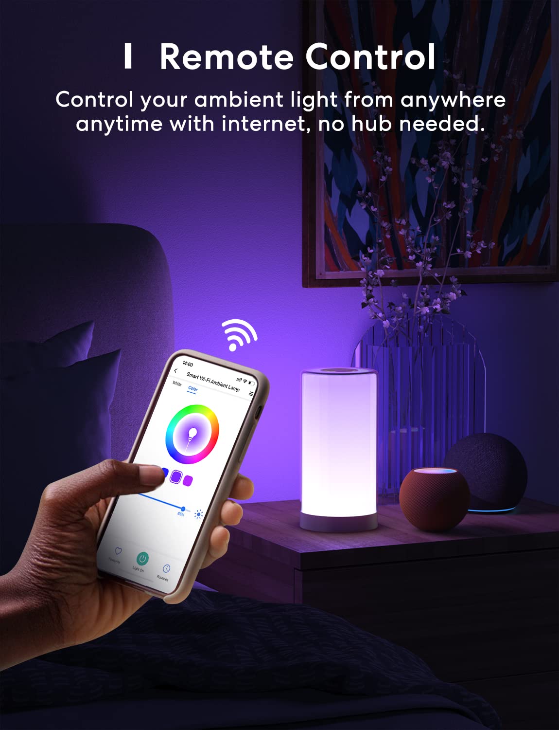 Meross Smart Wifi Table Lamp, Bedside Lamp, Compatible With Apple Homekit, Siri, Alexa And Smartthings, Tunable White And Multi-Color, Touch Control, Voice And App Control Large