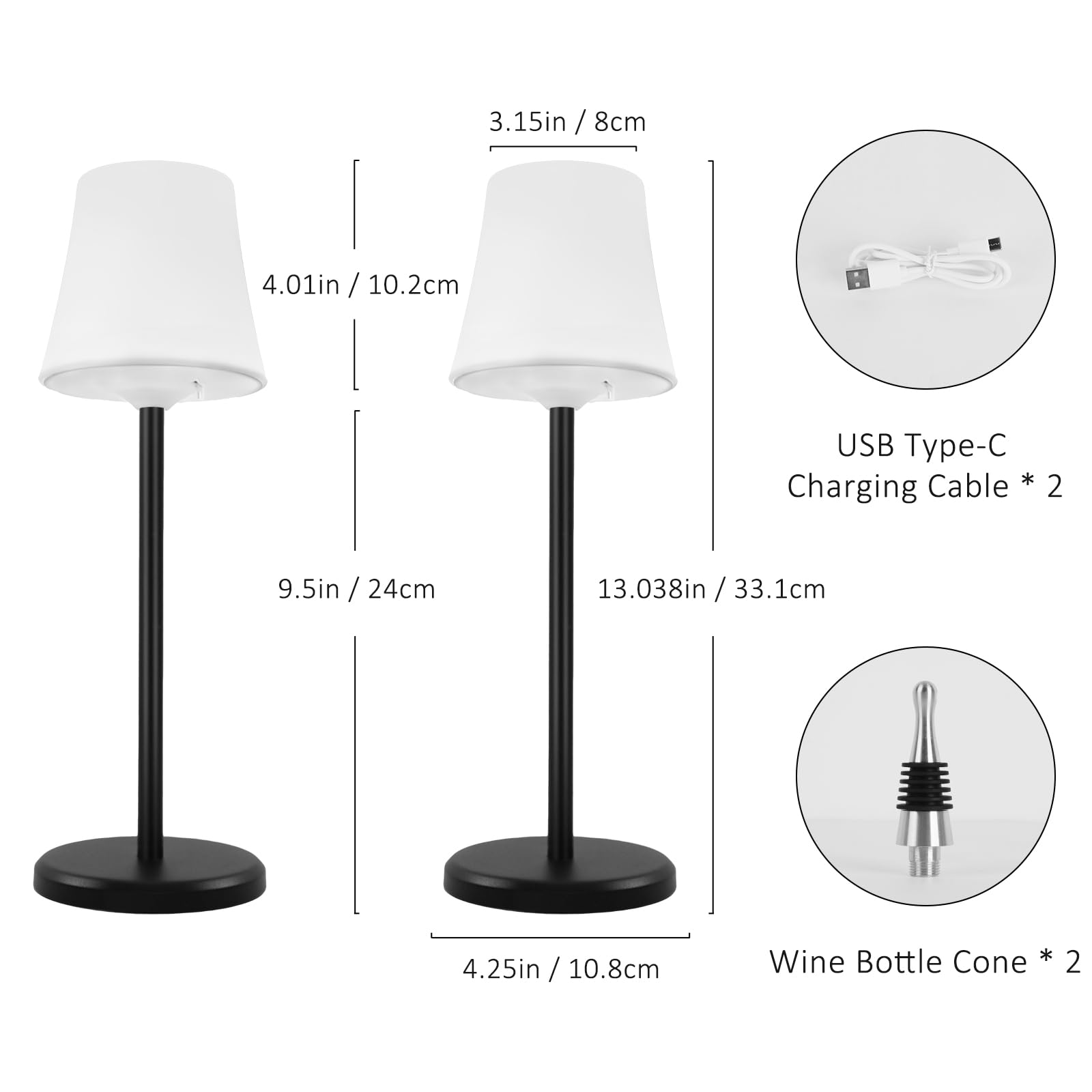 Neymlya 2 Pack Cordless Rechargeable Table Lamps, Battery Operated Led Table Lamp, Touch Dimmable 3 Colors + Rgb Modes, Outdoor Waterproof Portable Led Desk Lamp For Patio Restaurant Bars Outdoor Party Dining