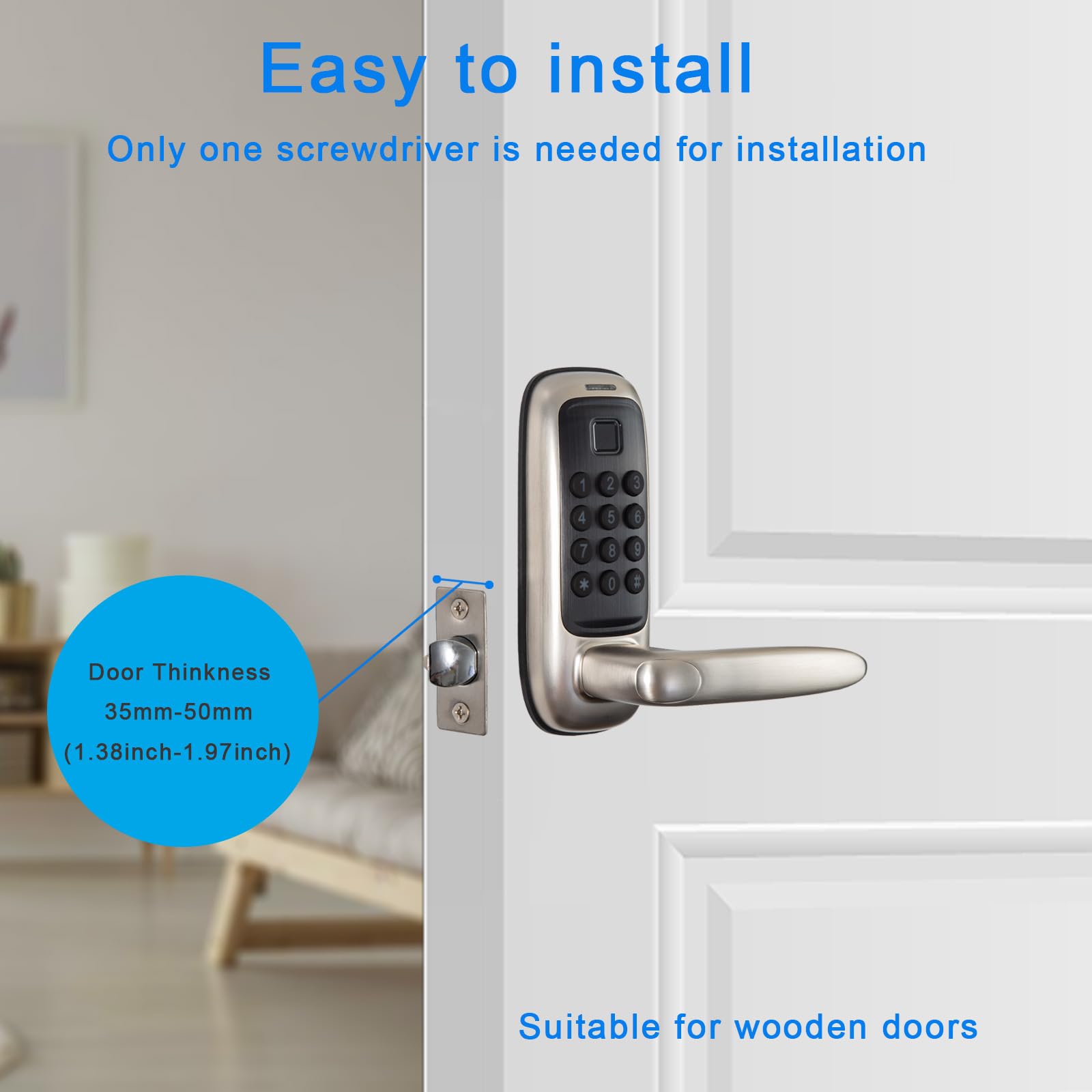 Spinmo Keyless Smart Lock Door Lock With App Control Electronic Fingerprint Lock With Handle