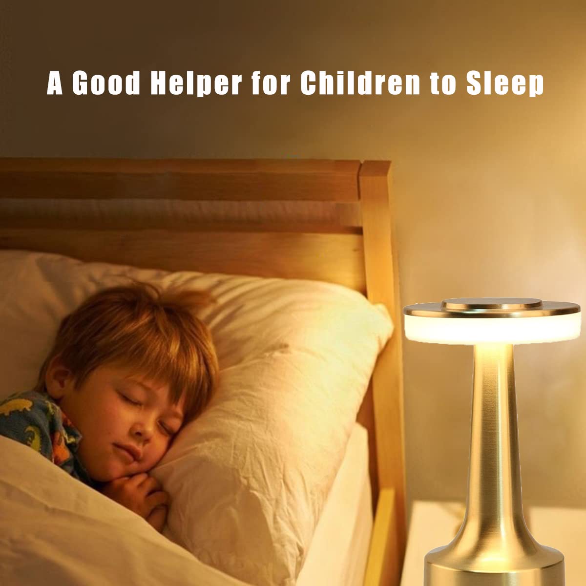 Cyrubalkinin Portable Led Table Lamp With Touch Sensor, 3-Levels Brightness, Rechargeable Battery Up To 48 Hours Usage, Night Light For Kids Nursery, Nightstand Lamp, Bedside Lamp (Gold)