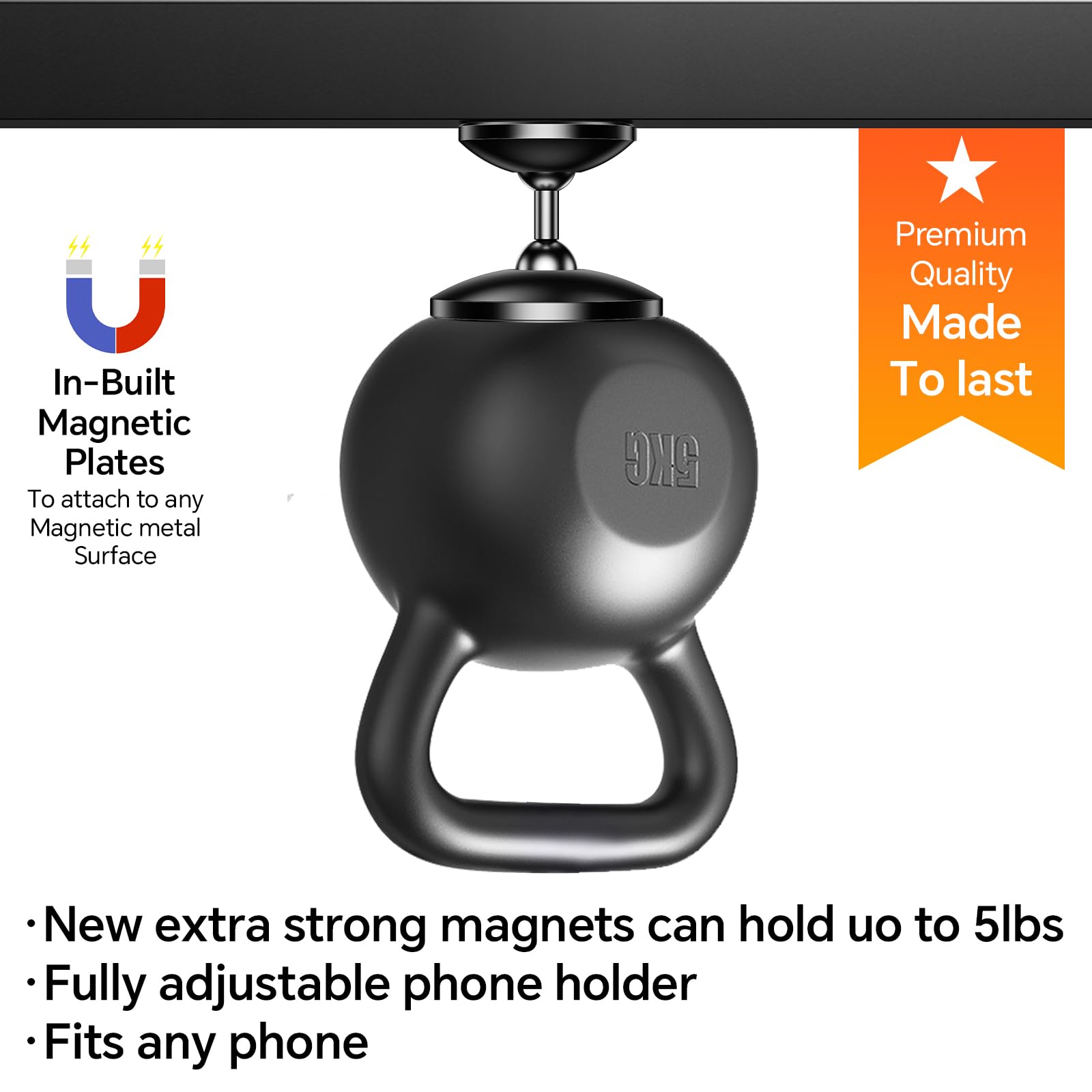 Coolpow Gym Magnetic Phone Holder Mount For Magsafe【All Metal】Dual Magnetic Phone Holder For Gym Accessories Attach To Metal Surface, Gym Phone Holder Magnet For Iphone 16 15 14 13 Pro Max  For Men Women