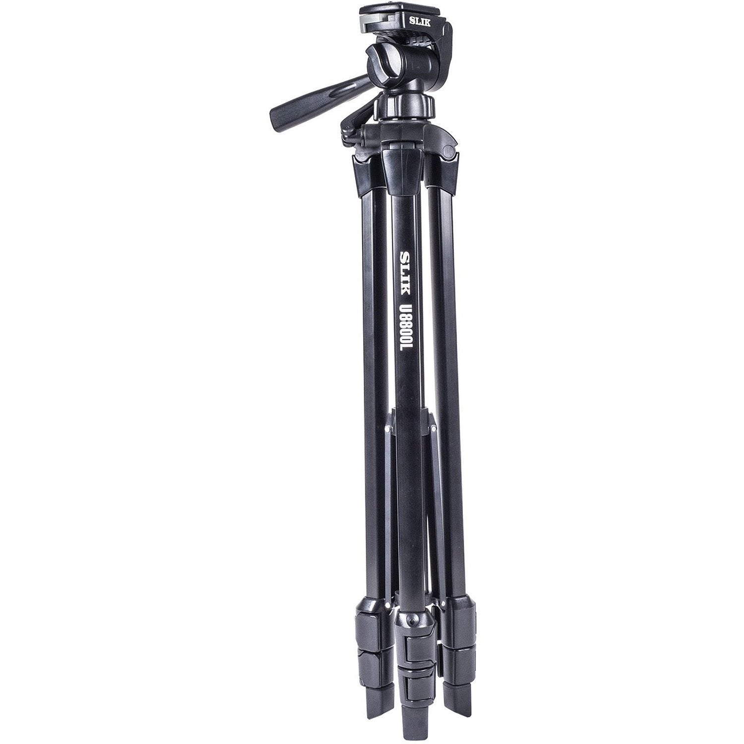 Slik U8800L Compact Lightweight Folding Aluminum Travel Portable Dslr/Slr Video/Camera Tripod With 3-Way Pan Head For Canon Nikon Sony Cameras With Carry Case - Black (612-051)