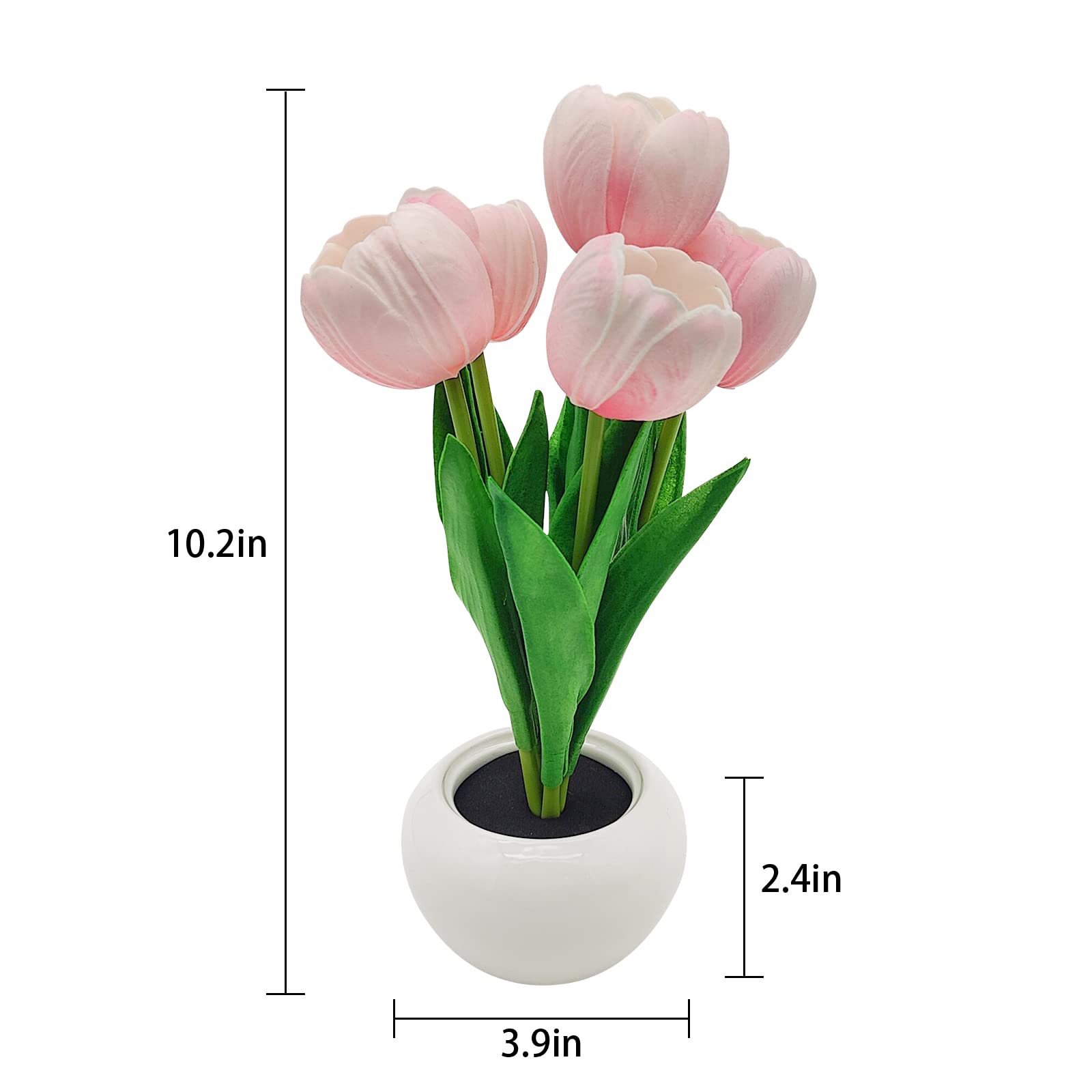 Goutool Flower Table Lamp Tulip Desk Led Night Light For Home Living Room Decor Artificial Flower With Vase Table Centerpieces For Birthday Holiday Party Wedding Room Decoration (Pink)…