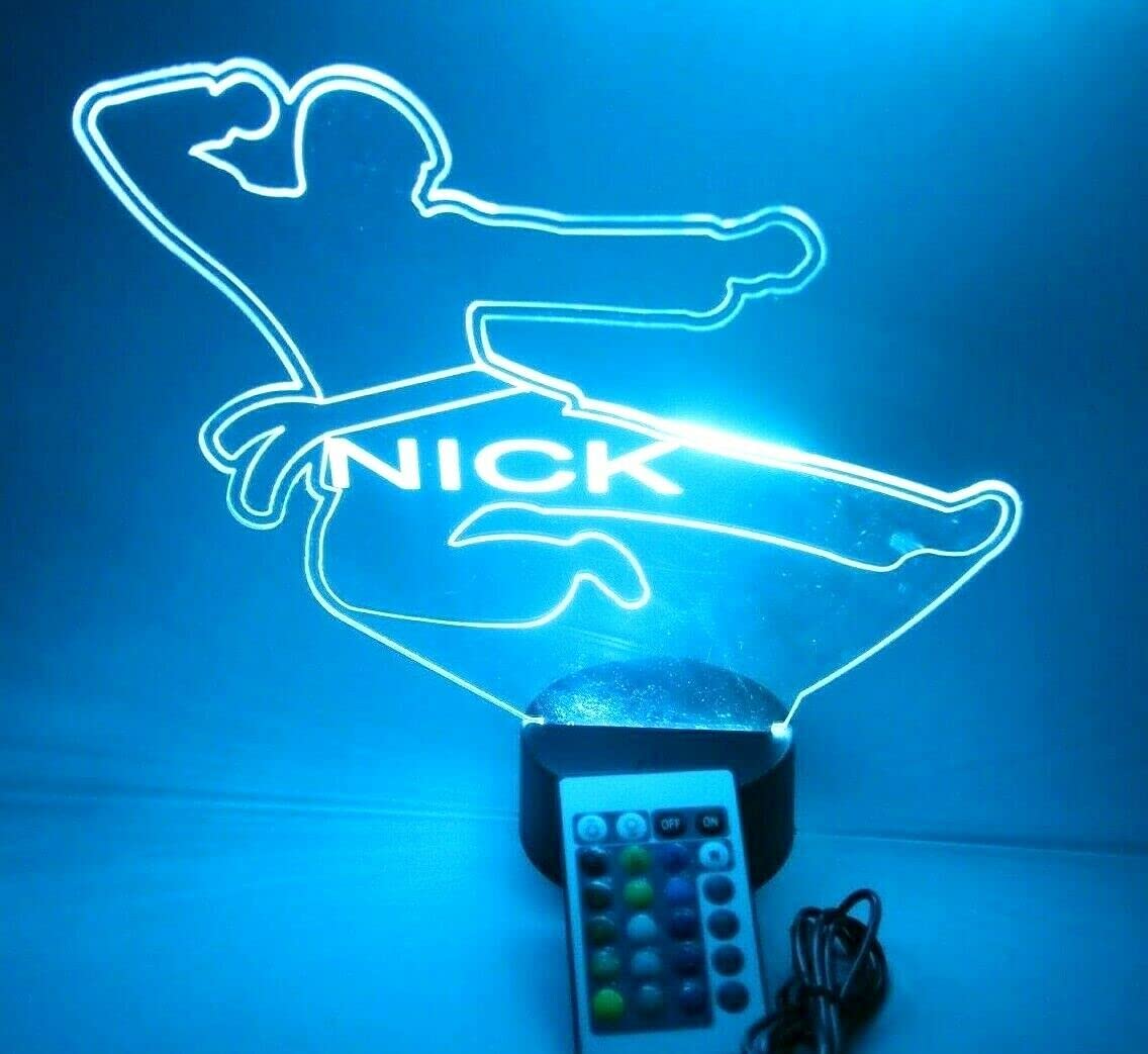 Mirror Mania Karate Night Light Up Table Desk Lamp Led Engraved Martial Arts Custom Name Personalized Karate Do Table Lamp, With Remote, 16 Color Options, Dimmer, It'S Wow, Great