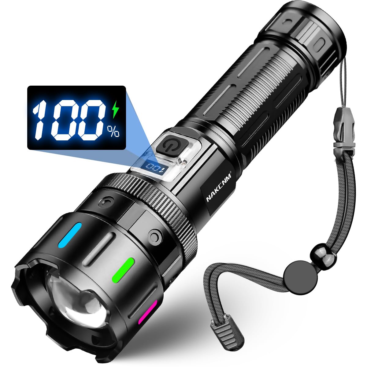 Nakcnm Led Flashlights High Lumens,1000000 Lumen 5 Modes Rechargeable Flashlight Super Bright Powerful Flashlights Waterproof Powered Flash Light For Camping Hiking Emergency