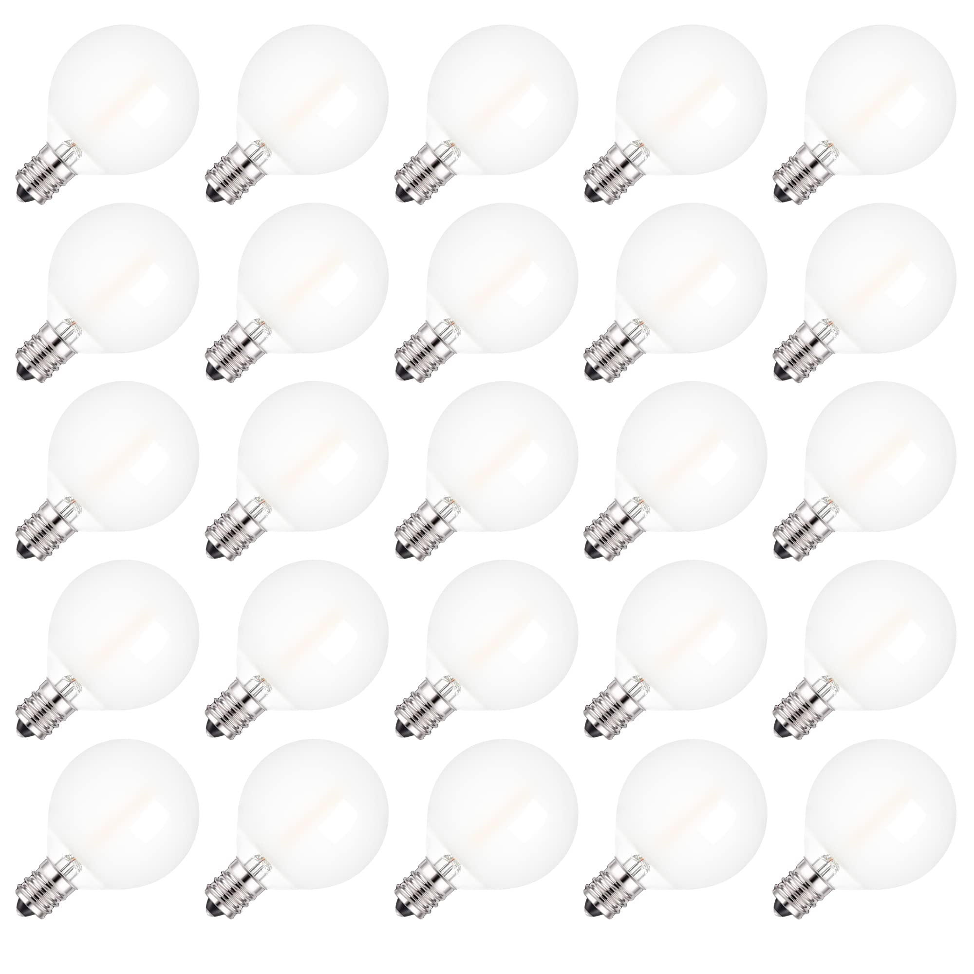 Hc G40 Led Replacement Light Bulbs E12 Led Globe Frosted Bulbs For Patio Decor Indoor Outdoor String Lights 1Watt Equivalent To 5W 10W Incandescent Bulbs,120V 2700K Warm White, 100Lm, 25-Pack