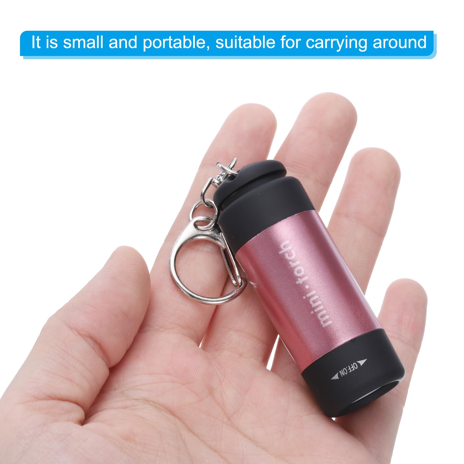 Patikil 2.56Inch Mini Keychain Flashlight, Pocket Led Flashlight Portable Torch Usb Rechargeable For Outdoor Camping Party, Pink