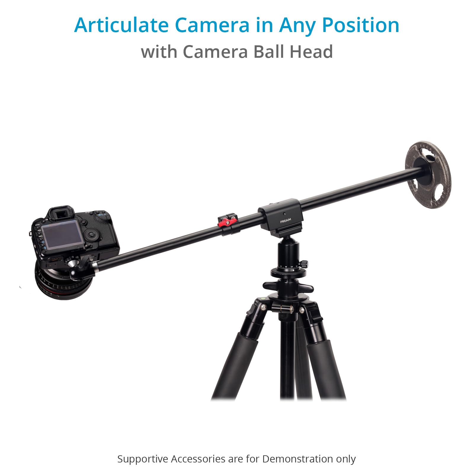 Proaim Overhead Photo & Video Camera Boom Pole. For Overhead Camera/Tabletop Views. 23 To 40" Telescopic Arm Length. Includes Camera Ball Head & Tripod Mounting Adapter (P-Ohbp-01)