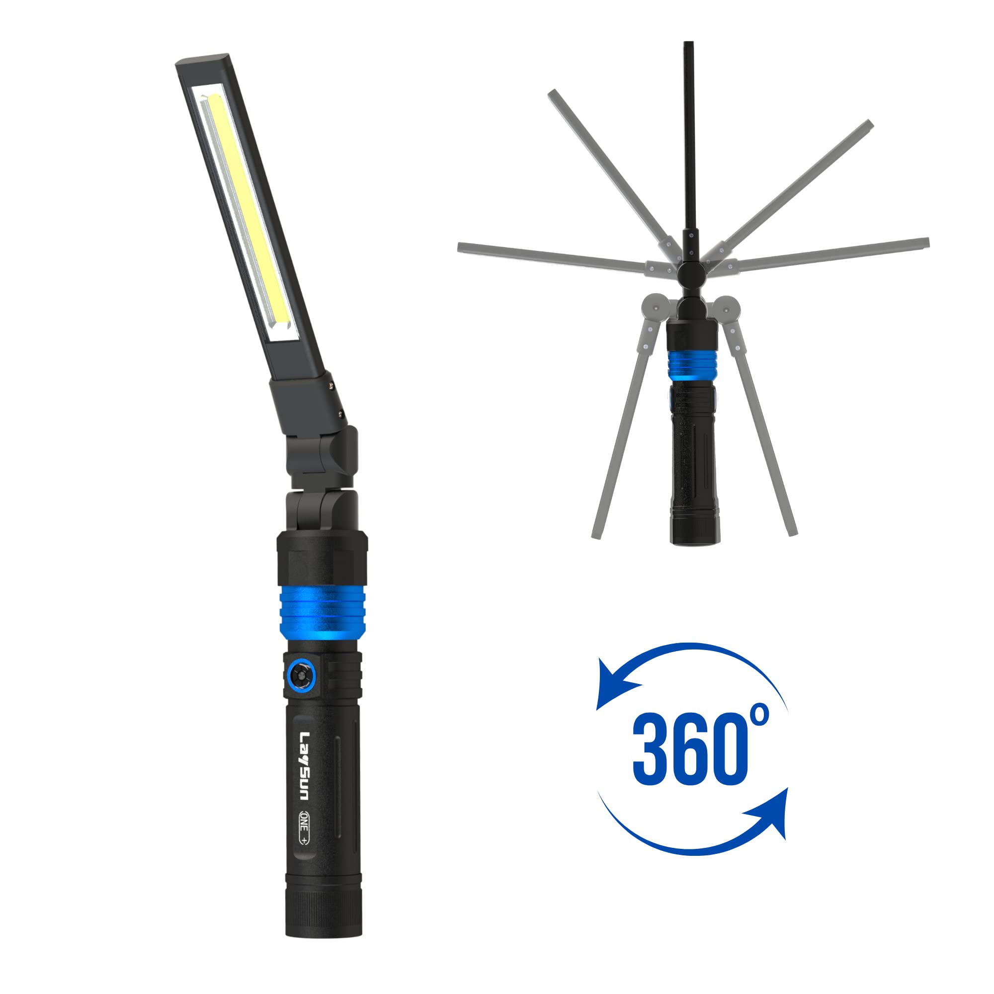 Laysun 3 In 1 Quick Connect Rechargeable Led Work Light Kit With Magnetic Base, 900Lm Zoom Led Flashlight With Flexible Gooseneck Light And Slim Bar Light, 4000Ma Battery And Usb-C Charge