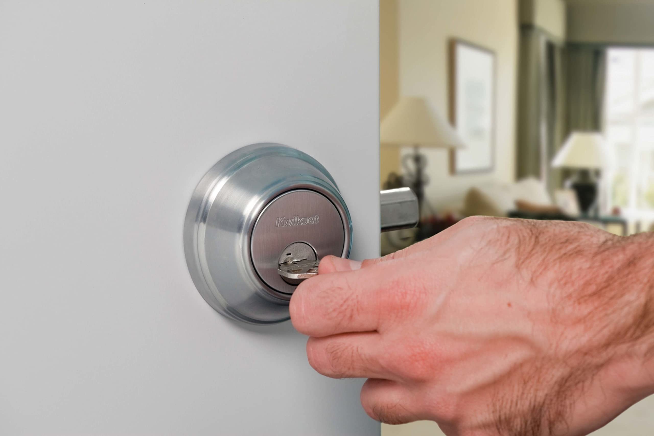 Kwikset 980 Deadbolt, Keyed One Side, Featuring Smartkey Security In Satin Nickel