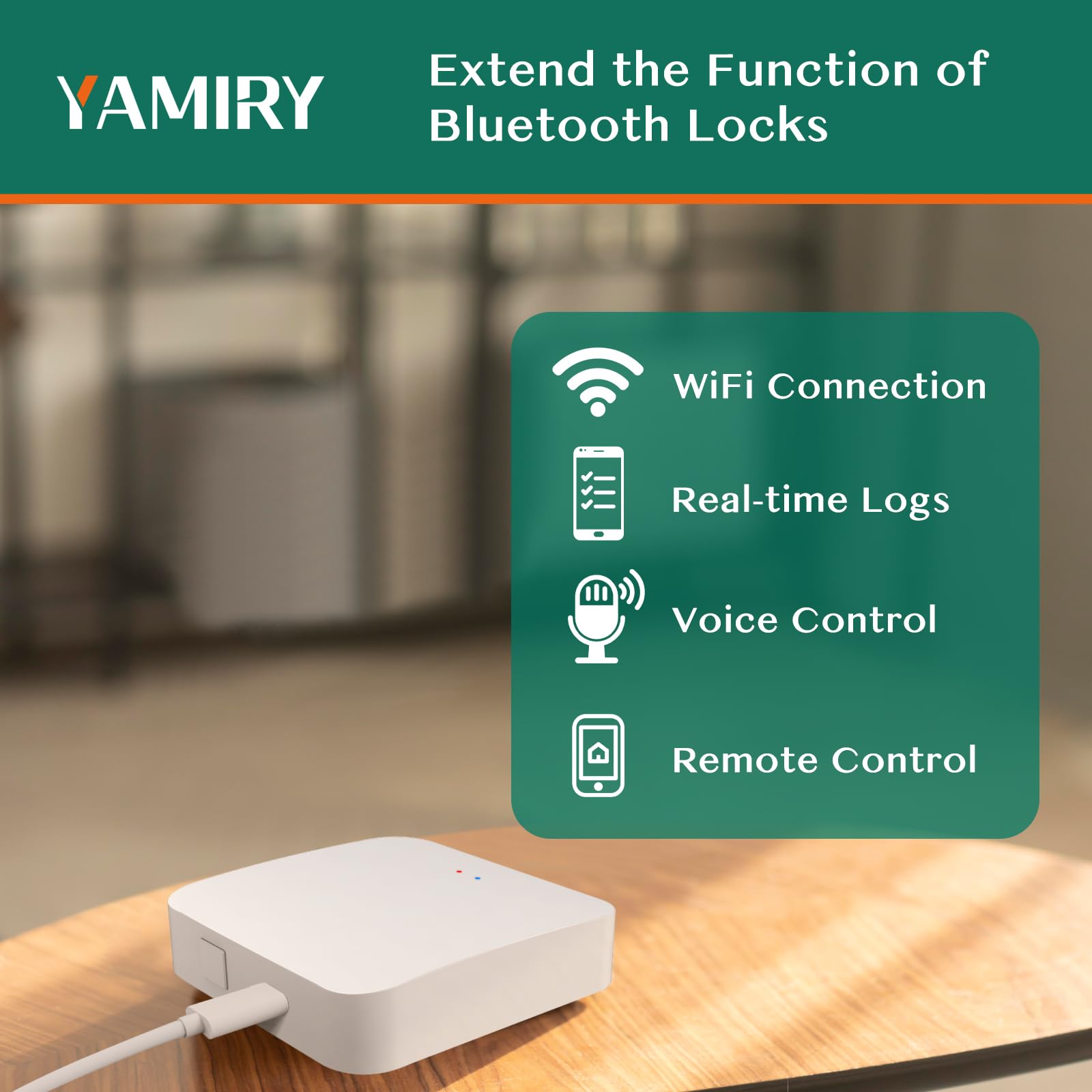 Yamiry Wifi Gateway For Yr01 Yr05 Smart Lock With Handle,Compatible With Nice Digi App, Remotely Control Keyless Entry Door Lock,Compatible With Alexa To Voice Control Smart Door Lock