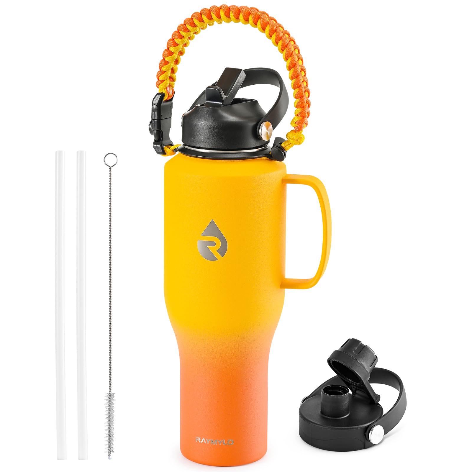 Insulated Water Bottle 40Oz (Cold For 48 Hrs), Stainless Steel Water Bottle With Handle & Straw Lid