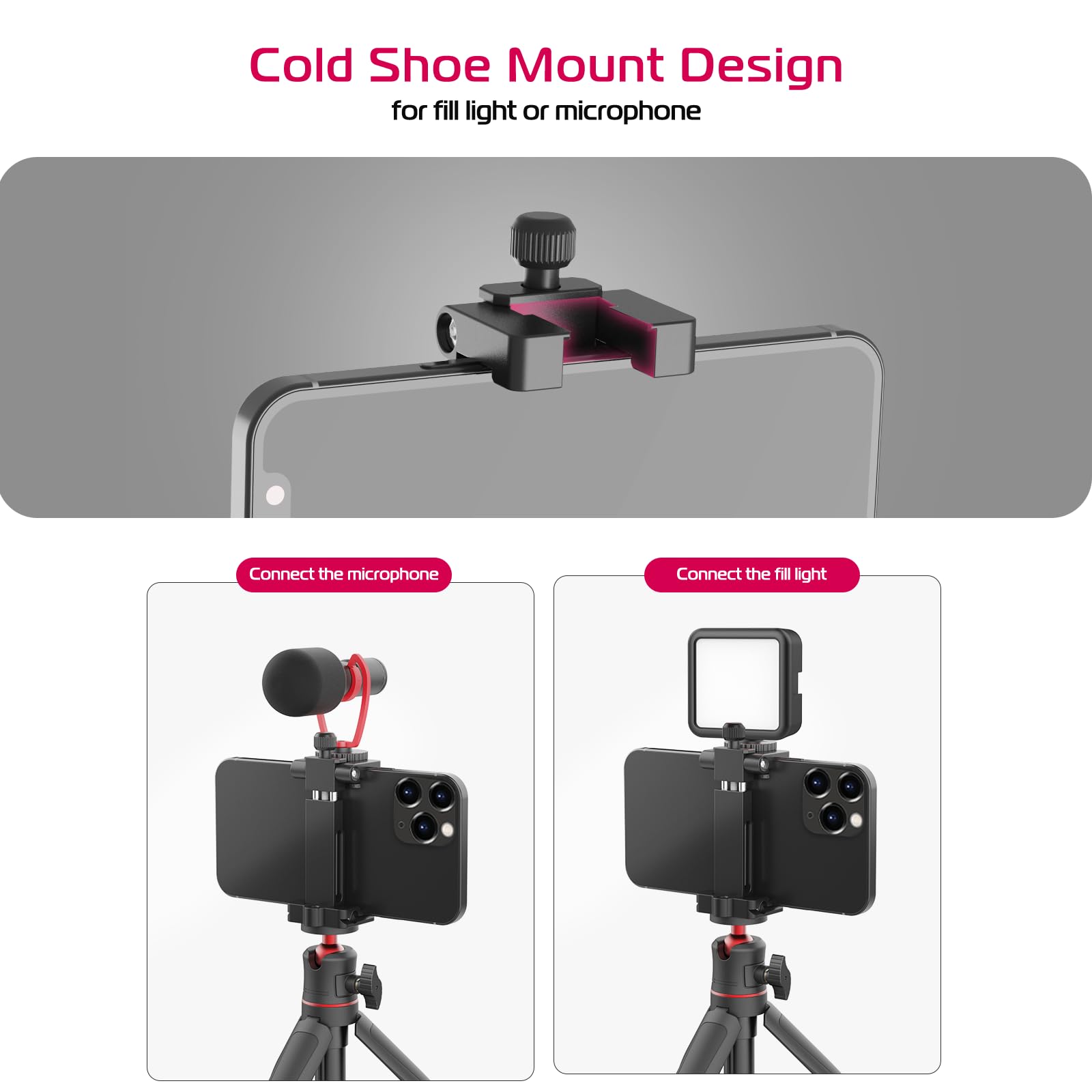 Ulanzi St-03 Metal Smart Phone Tripod Mount With Cold Shoe Mount And Arca-Style Quick Release Plate For Iphone Xs Xs Max X 8 7 Plus Samsung,Cell Phone Tripod Holder Clip Adapter For Joby Gorillapod