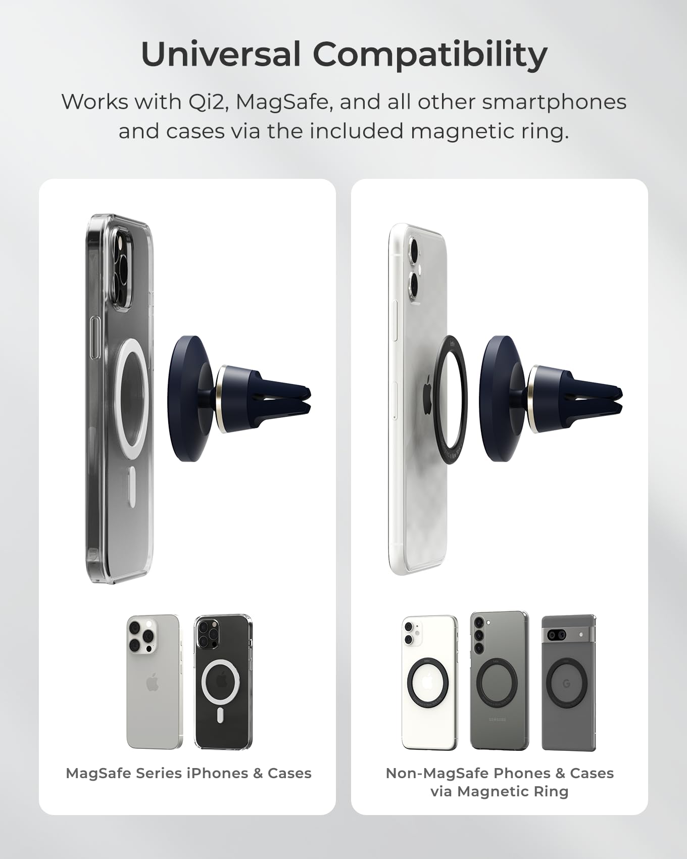 Iottie Velox Magsafe Compatible Air Vent Car Phone Holder. Unversal Magnetic Car Phone Mount For Iphone 12/13/14/15/16 Series & Android Phones Via Included Magnetic Ring Adapter