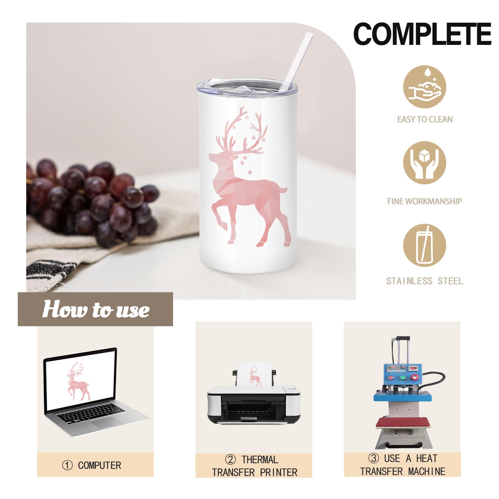 16 Pack Sublimation Tumblers Blanks Bulk Sublimation Cups Skinny Straight Tumbler Stainless Steel