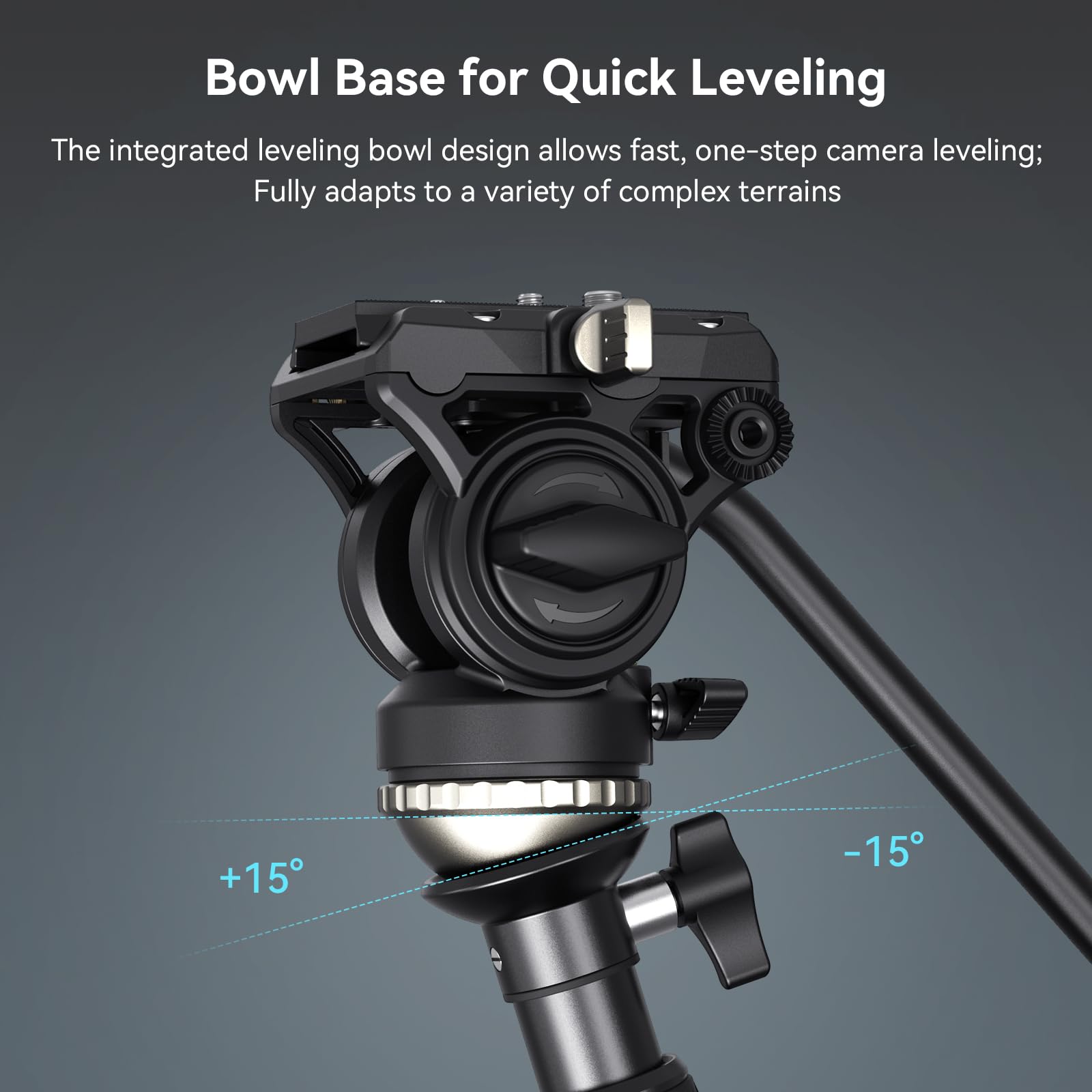 Smallrig Ct210 Video Tripod, 75" Video Camera Tripod Monopod With +/-15° Leveling Base Fluid Head, Professional Camera Tripod Compatible With Video Camera, Dslr, Camcorder-4475