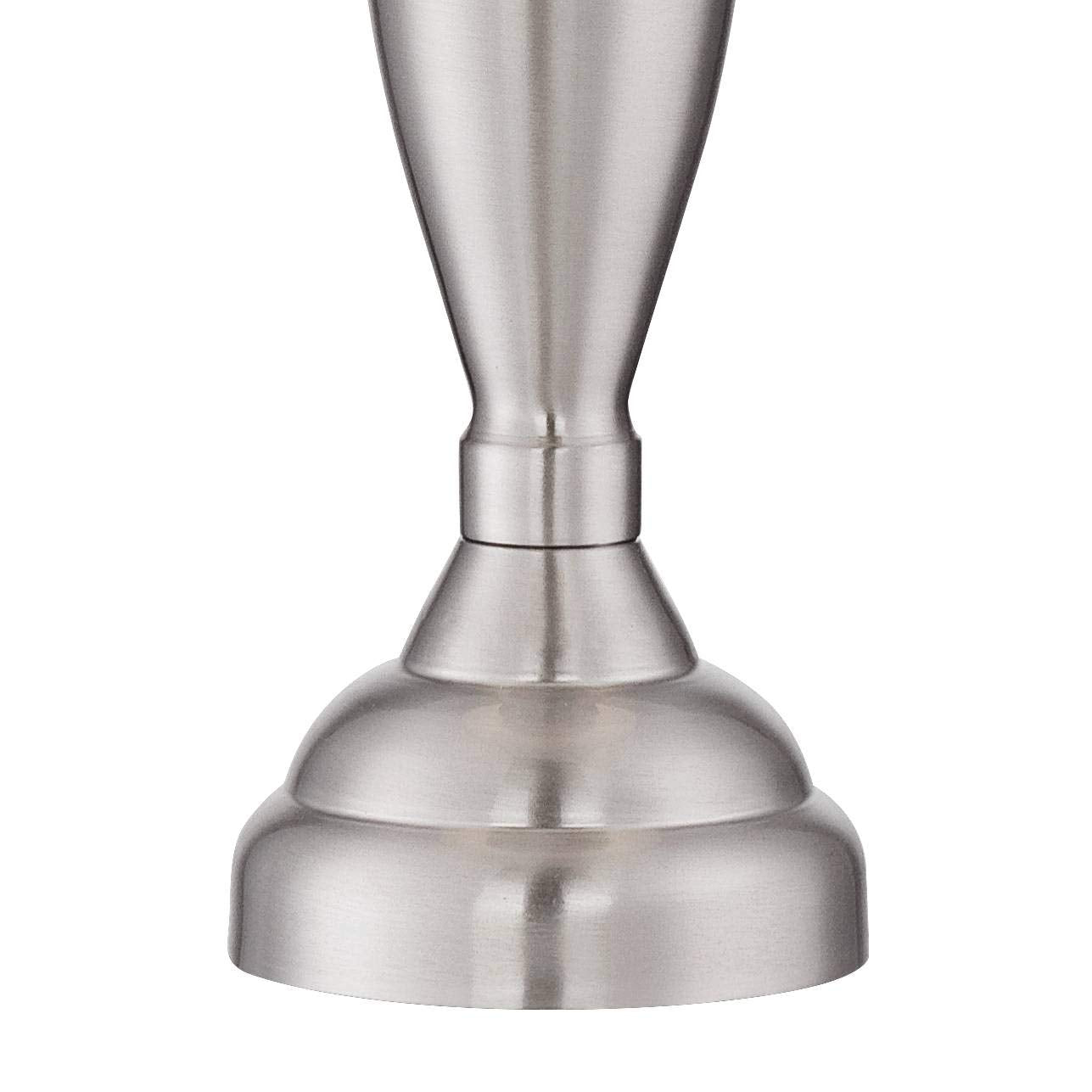 Regency Hill Blair Traditional Table Lamps 25" Tall Set Of 2 Brushed Nickel Silver Metal Candlestick White Drum Shade For Bedroom Living Room House Home Bedside Nightstand Office Entryway