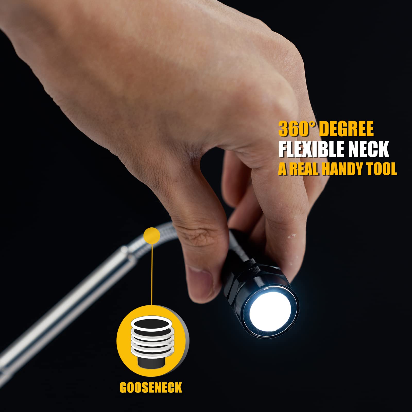 Dream Master Magnetic Pickup Tool With 3 Led Lights, Telescoping Magnet Flashlight,  Idea &  For Men, Him,Mechanic,Tech, Handyman, Boyfriend, Fathers Day Dad  For Dad, Husband, Father, Black